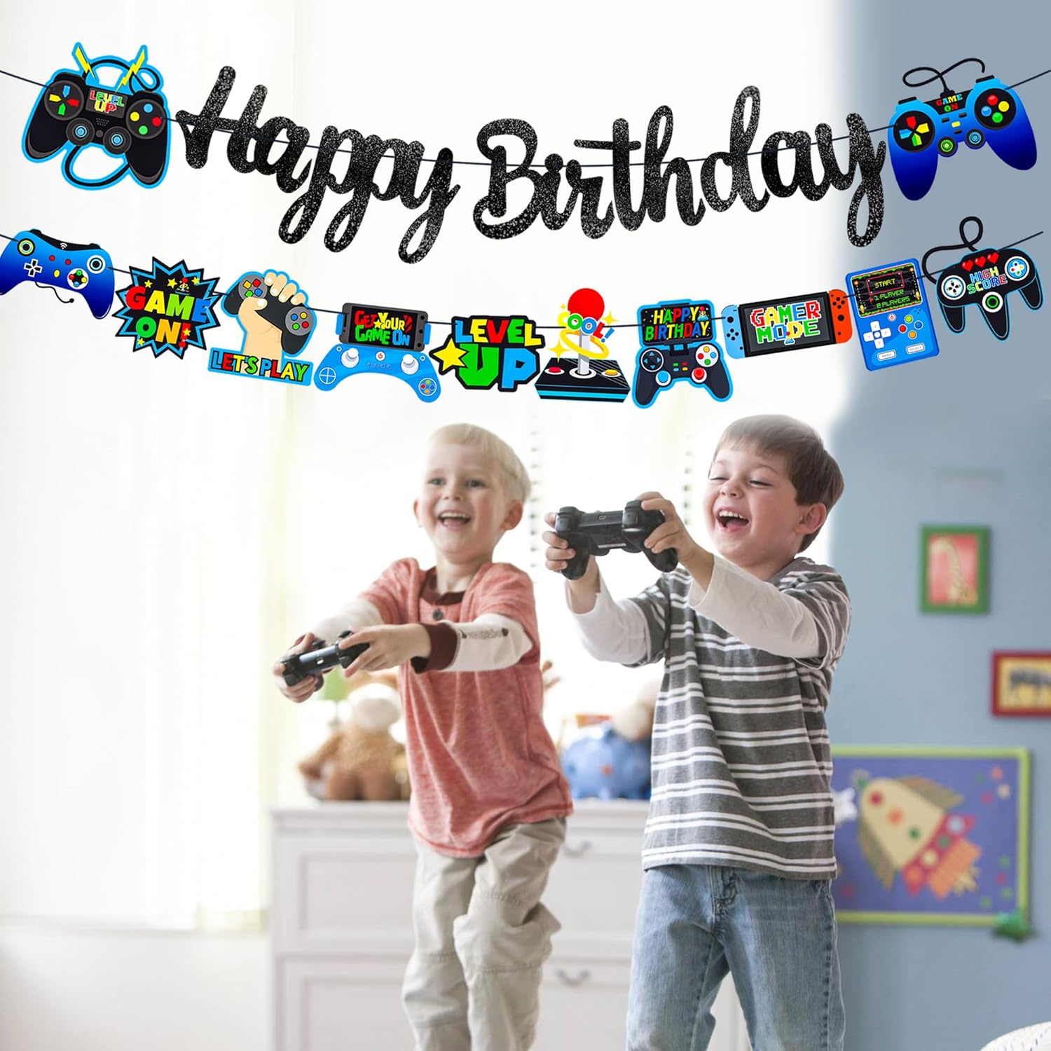 Game Birthday Party Banner 2Pcs Video Game Decorations