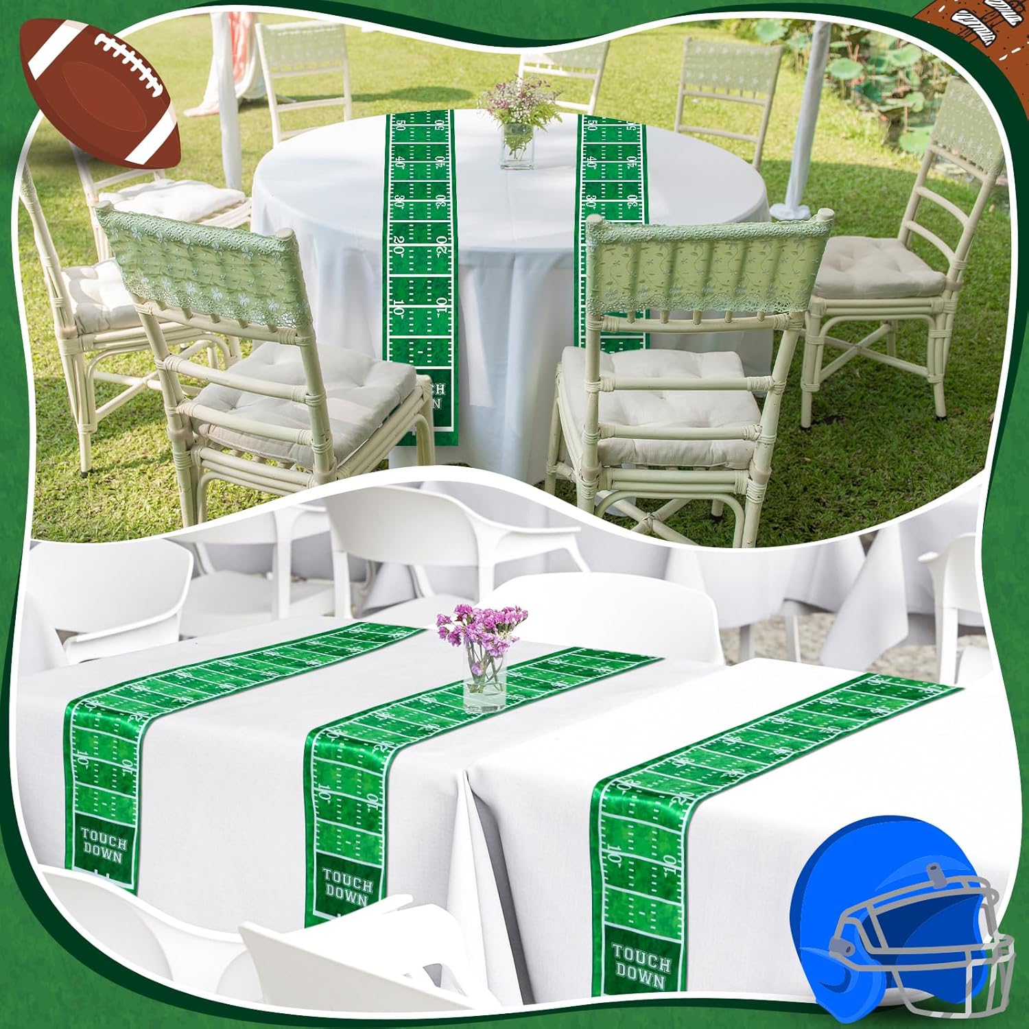 6 Pcs Football Themed Table Runner Set