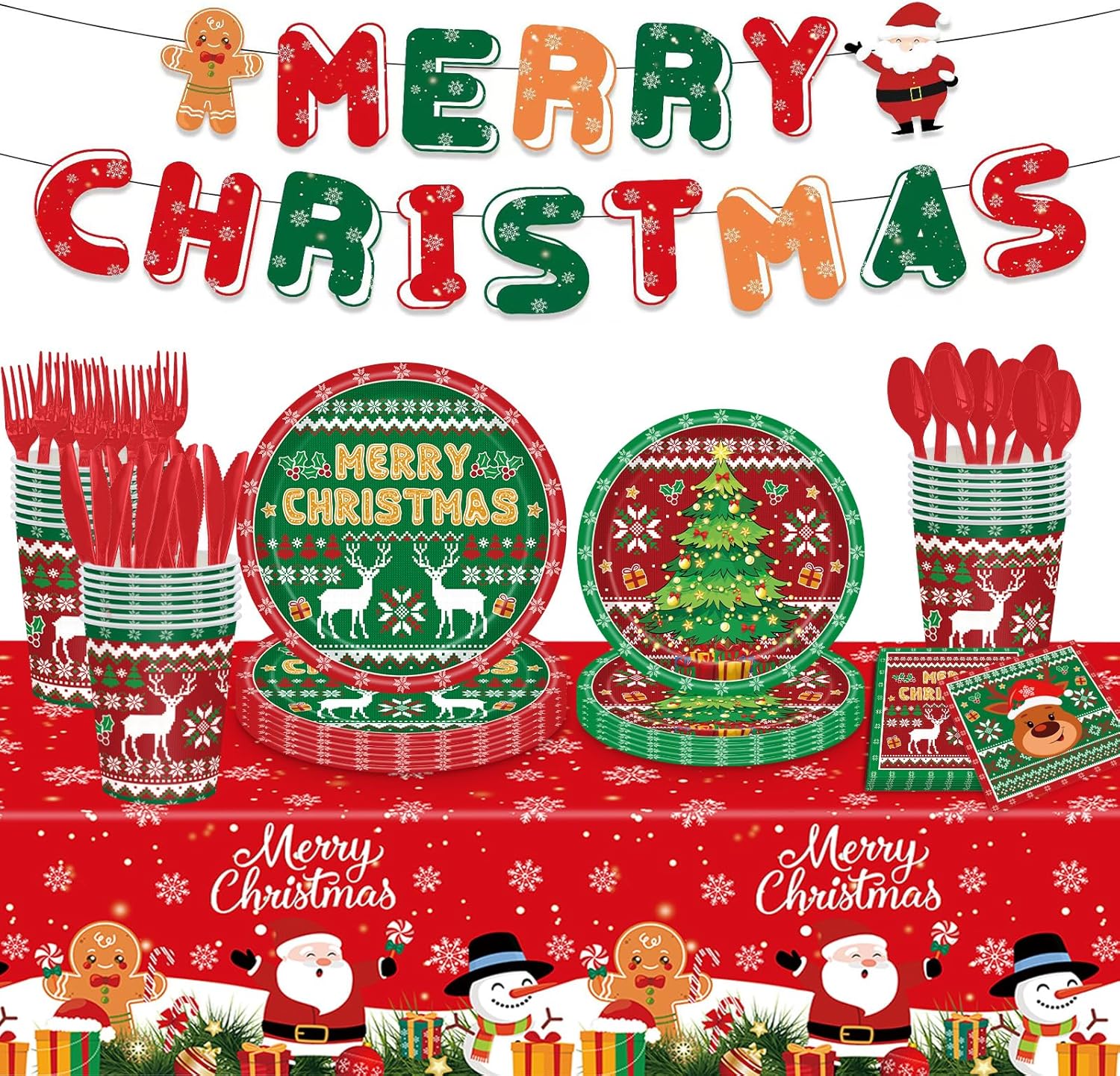 Christmas Party Plate Dinnerware Set for 24 Guests