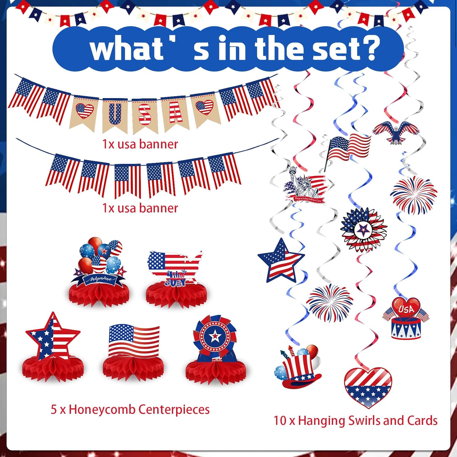 Blosssound 4th of July Decorations Set 27 Pcs