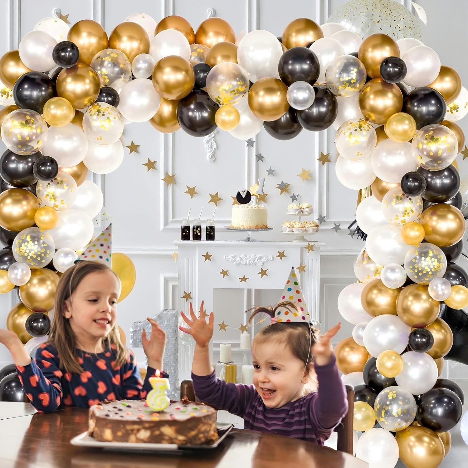 100pcs 12 inch Black Gold Balloons Set