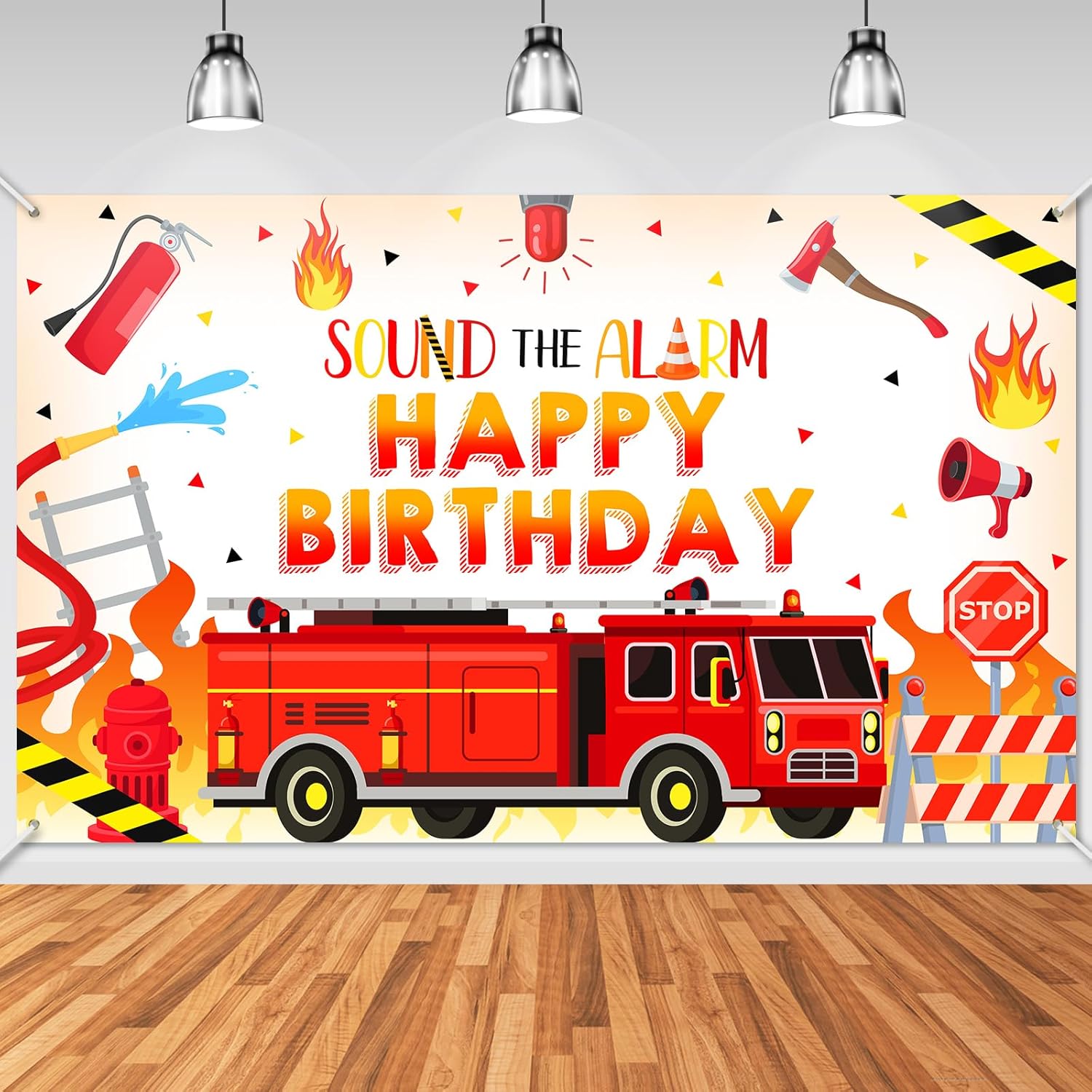 Avezano Firetruck Birthday Banner 6x36ft