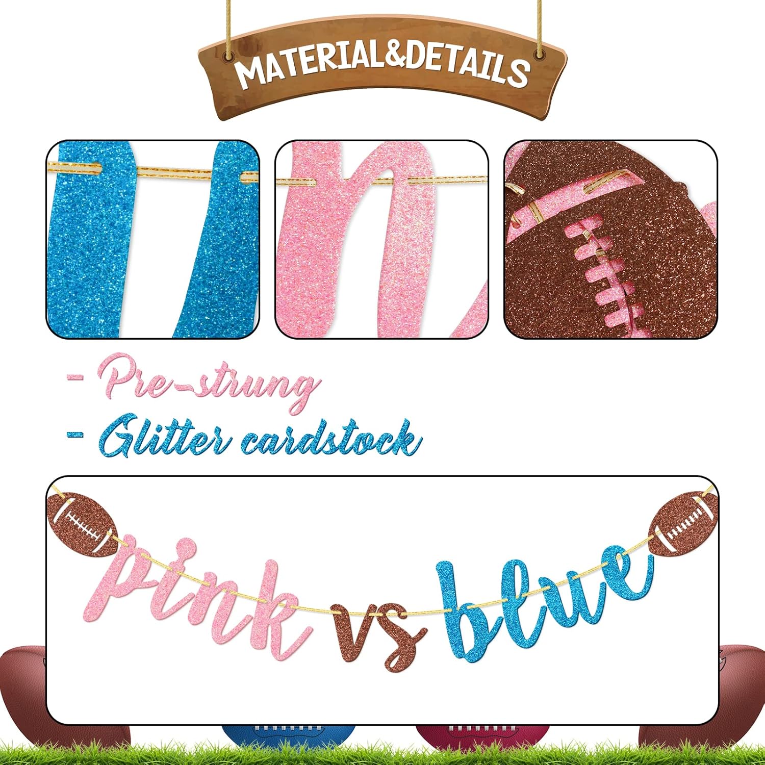 Pink Vs Blue Football Banner for Gender Reveal Party