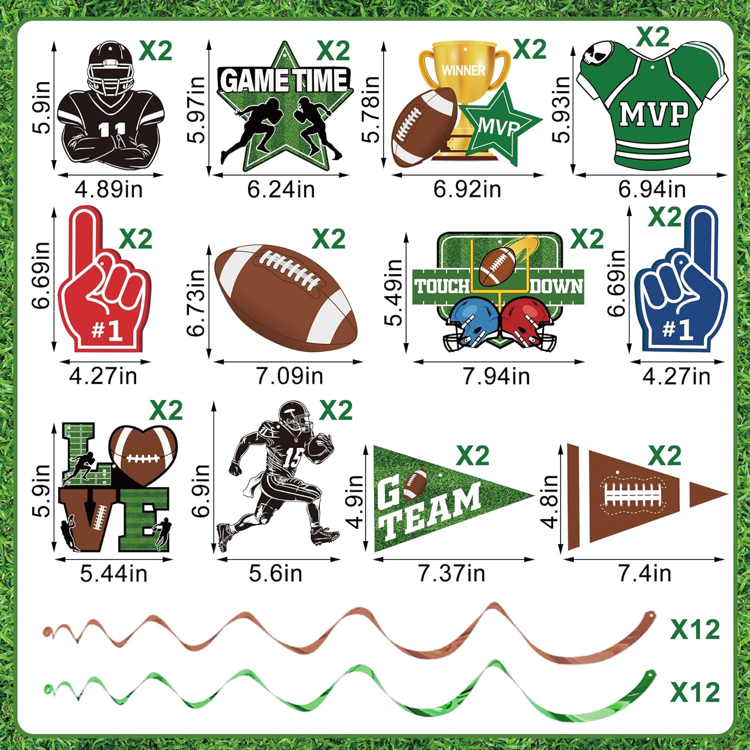 26 Pcs Football Party Decorations Bunting Flags Banners