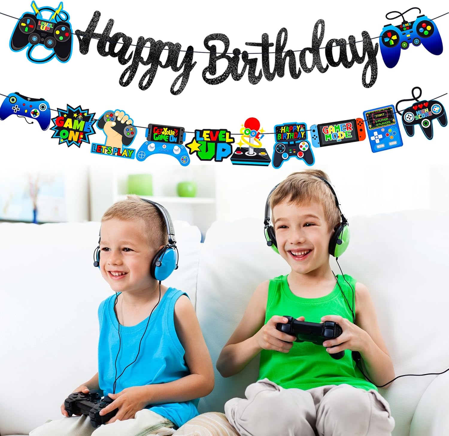 Game Birthday Party Banner 2Pcs Video Game Decorations