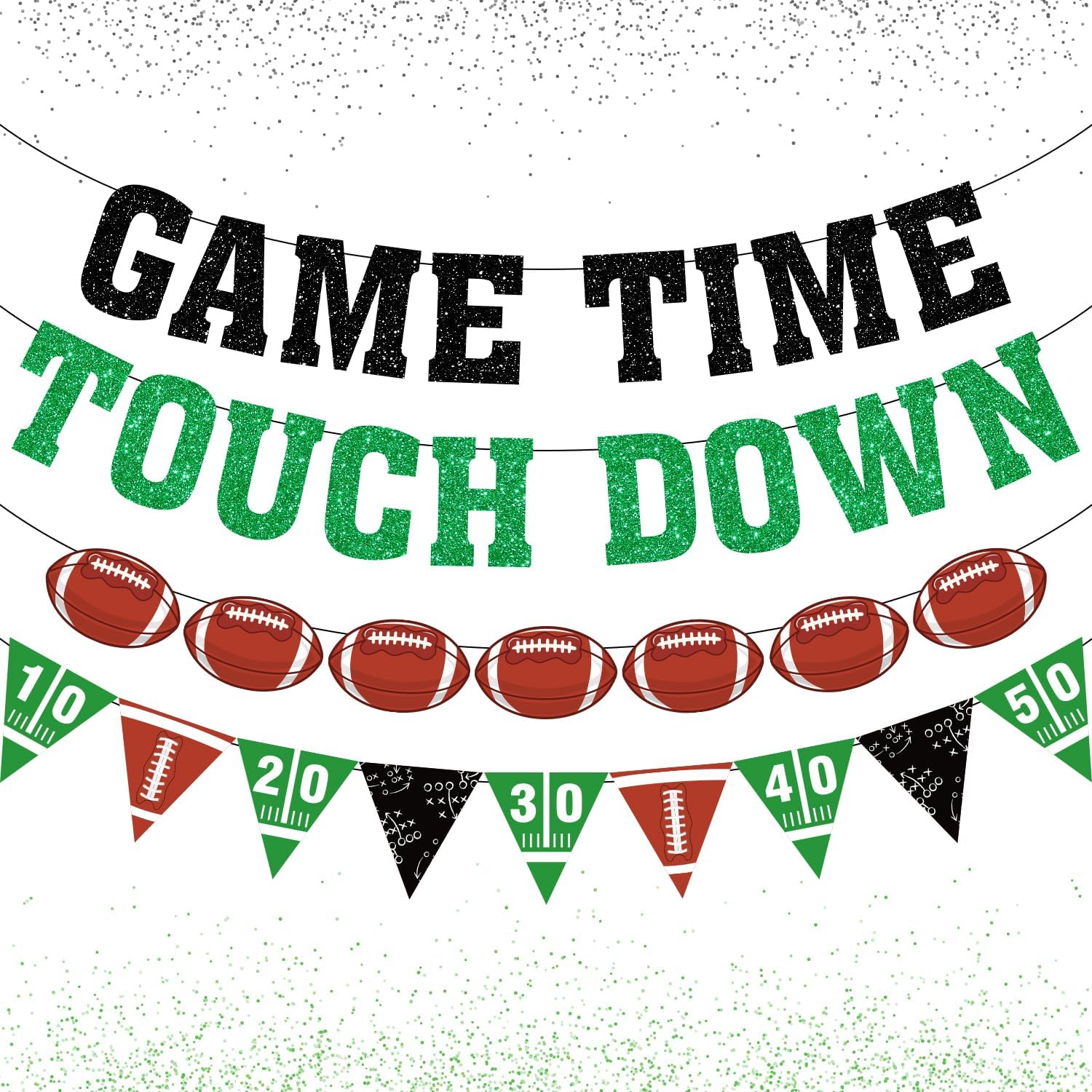 Game Time Touch Down Football Banner - Pre Strung 98ft Decor