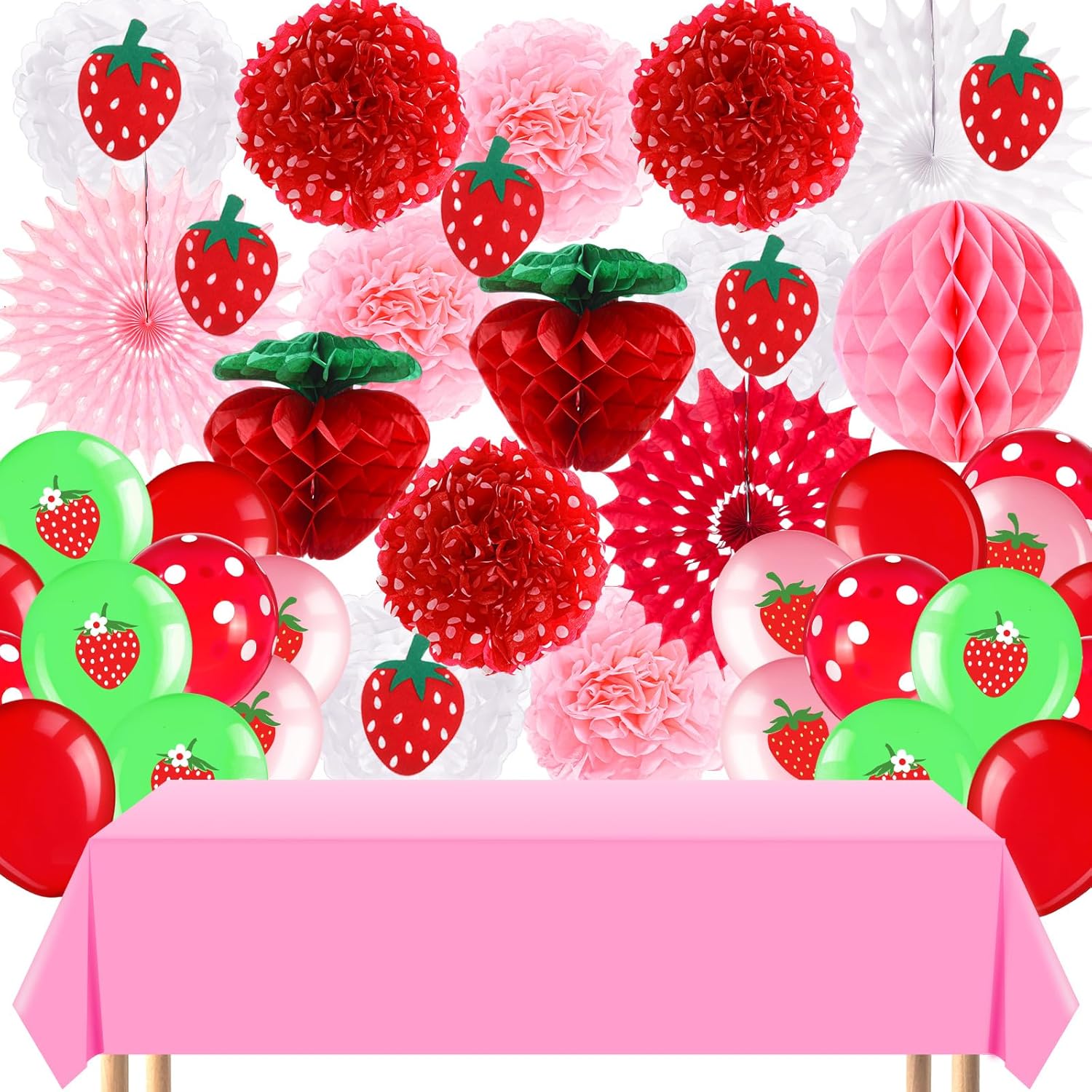 Outus Strawberry Party Decorations Hanging Set