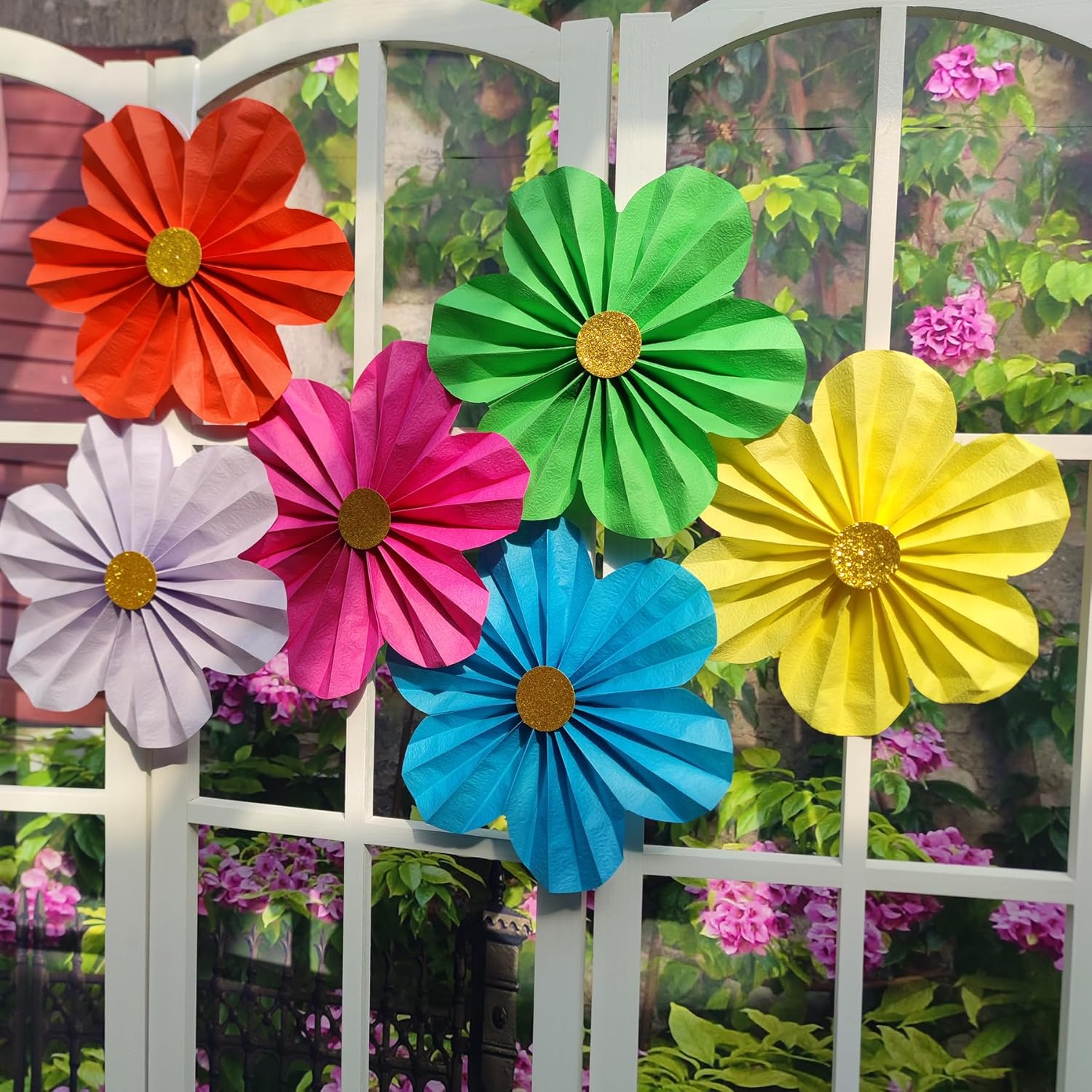 Mybbshower 12 Inch Paper Flower Fan Decorations Pack of 6