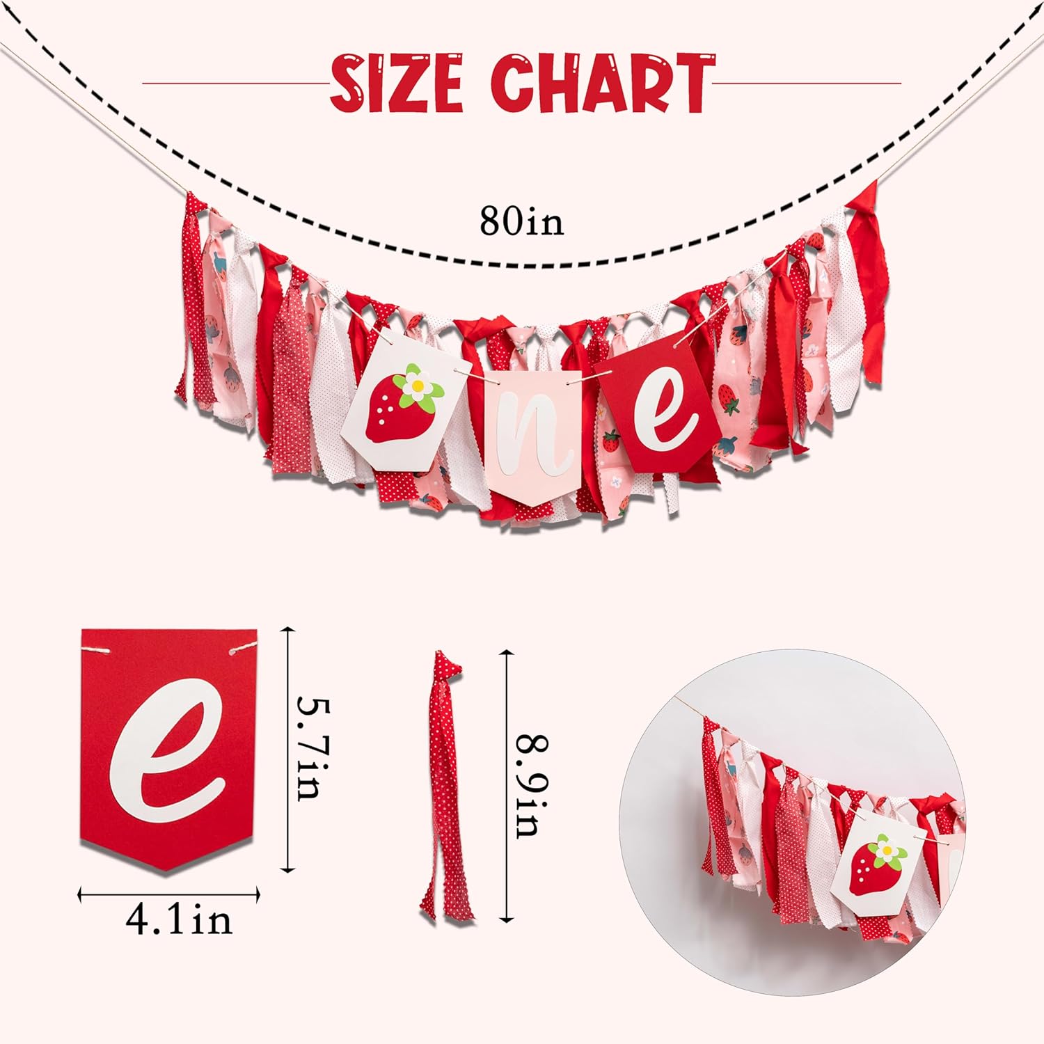 Strawberry First Birthday High Chair Banner