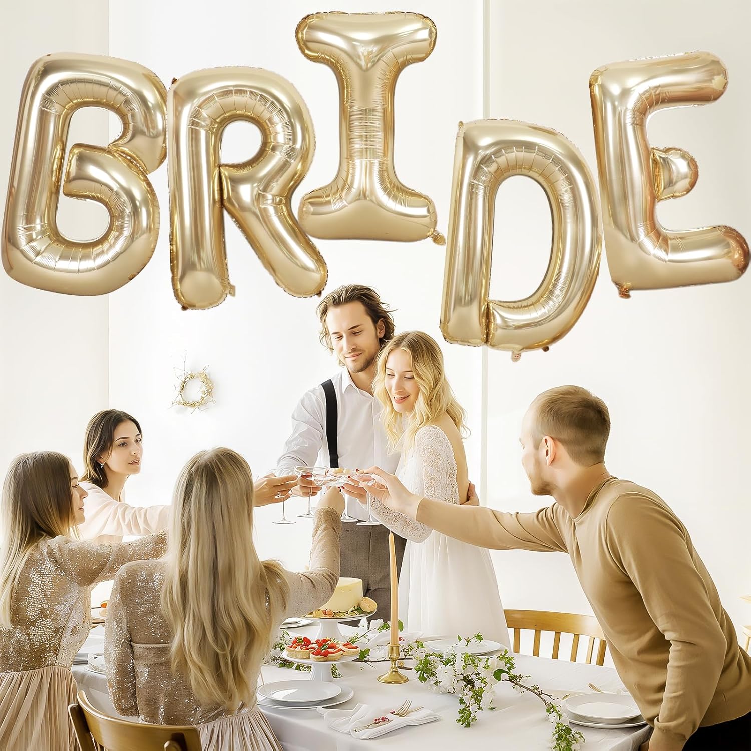 40 Inch Light Gold BRIDE Balloons for Wedding Decor
