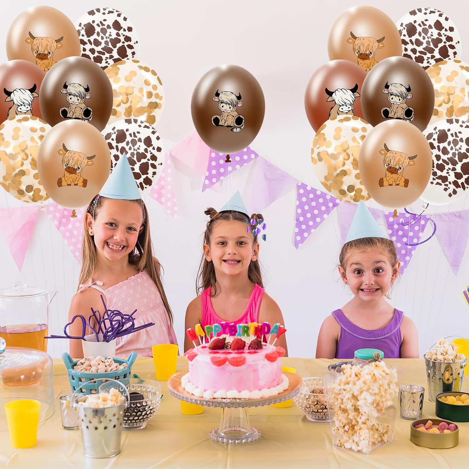 50 Pcs Highland Cow Party Balloons Supplies