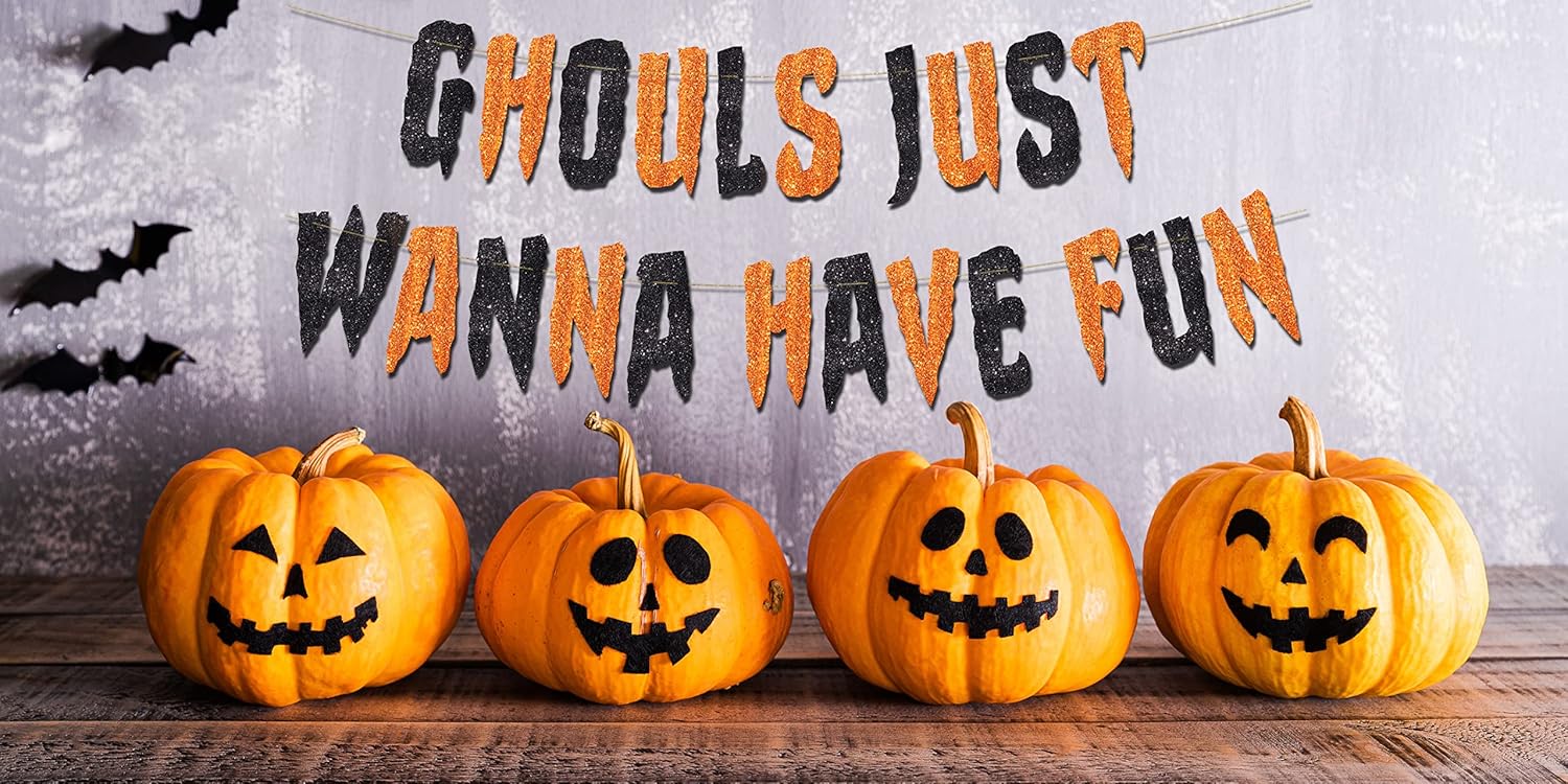 Ghouls Just Wanna Have Fun Glitter Banner Halloween Decor