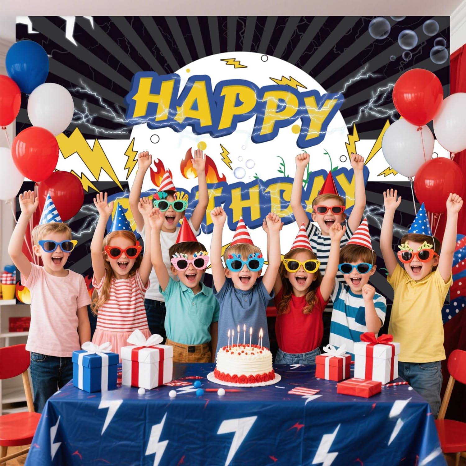 Animation Birthday Banner with Decorative Ribbon