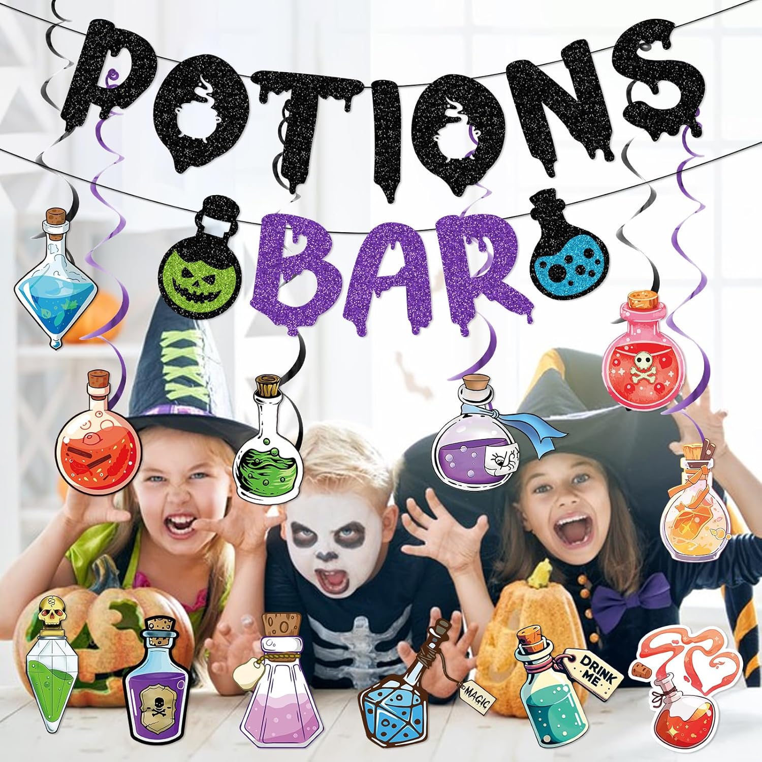 Potions Bar Banner Glitter Halloween Decorations