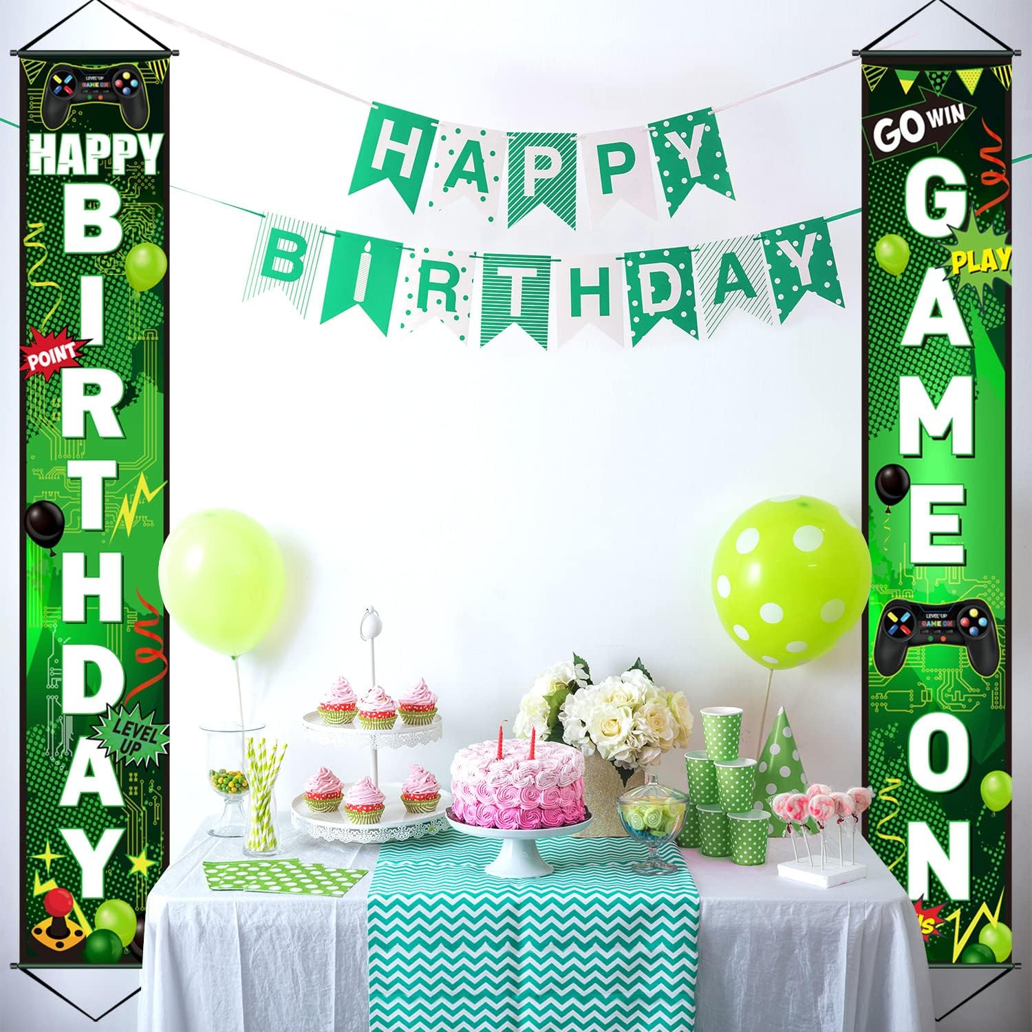 Blulu Game On Birthday Banner - Video Game Party Decor