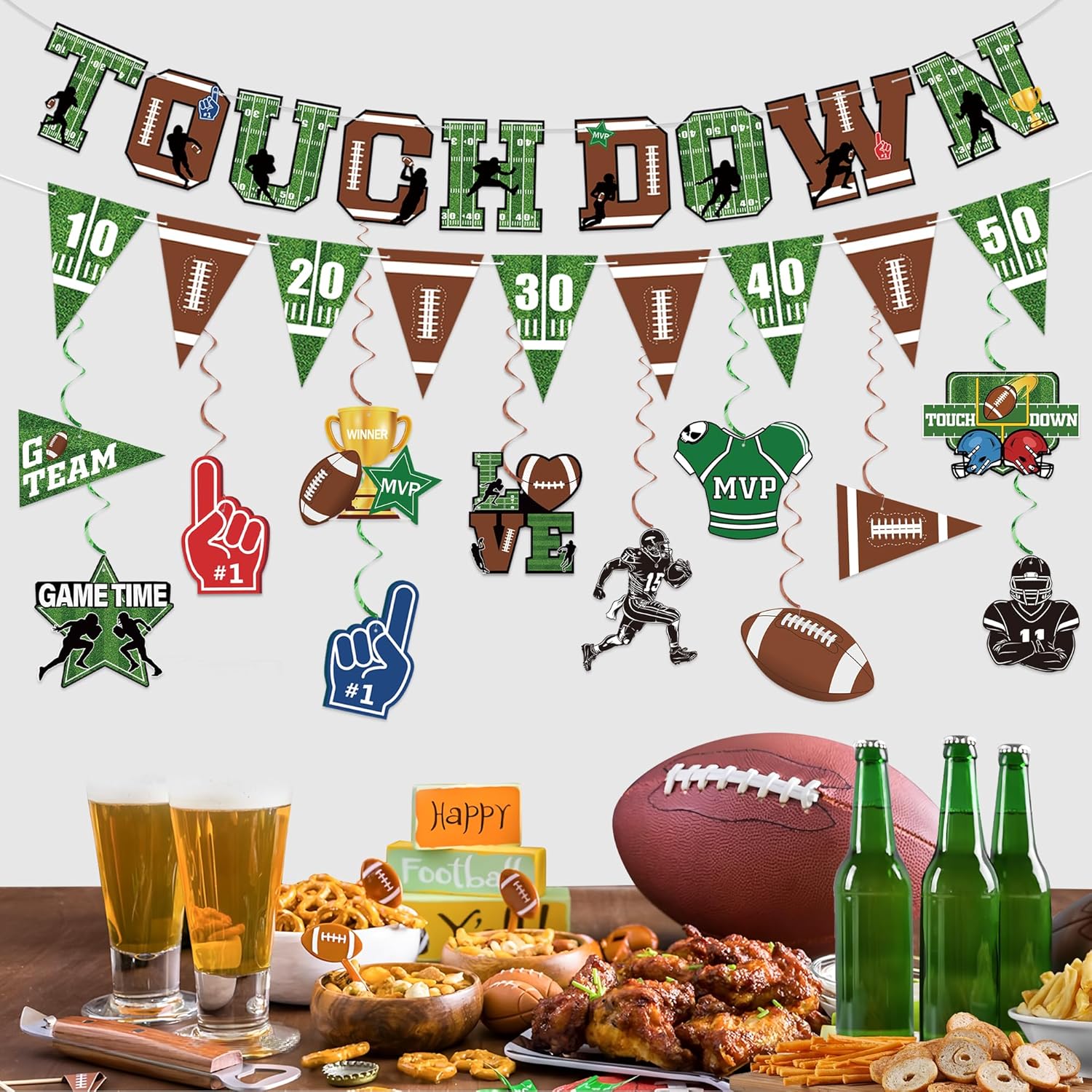 26 Pcs Football Party Decorations Bunting Flags Banners