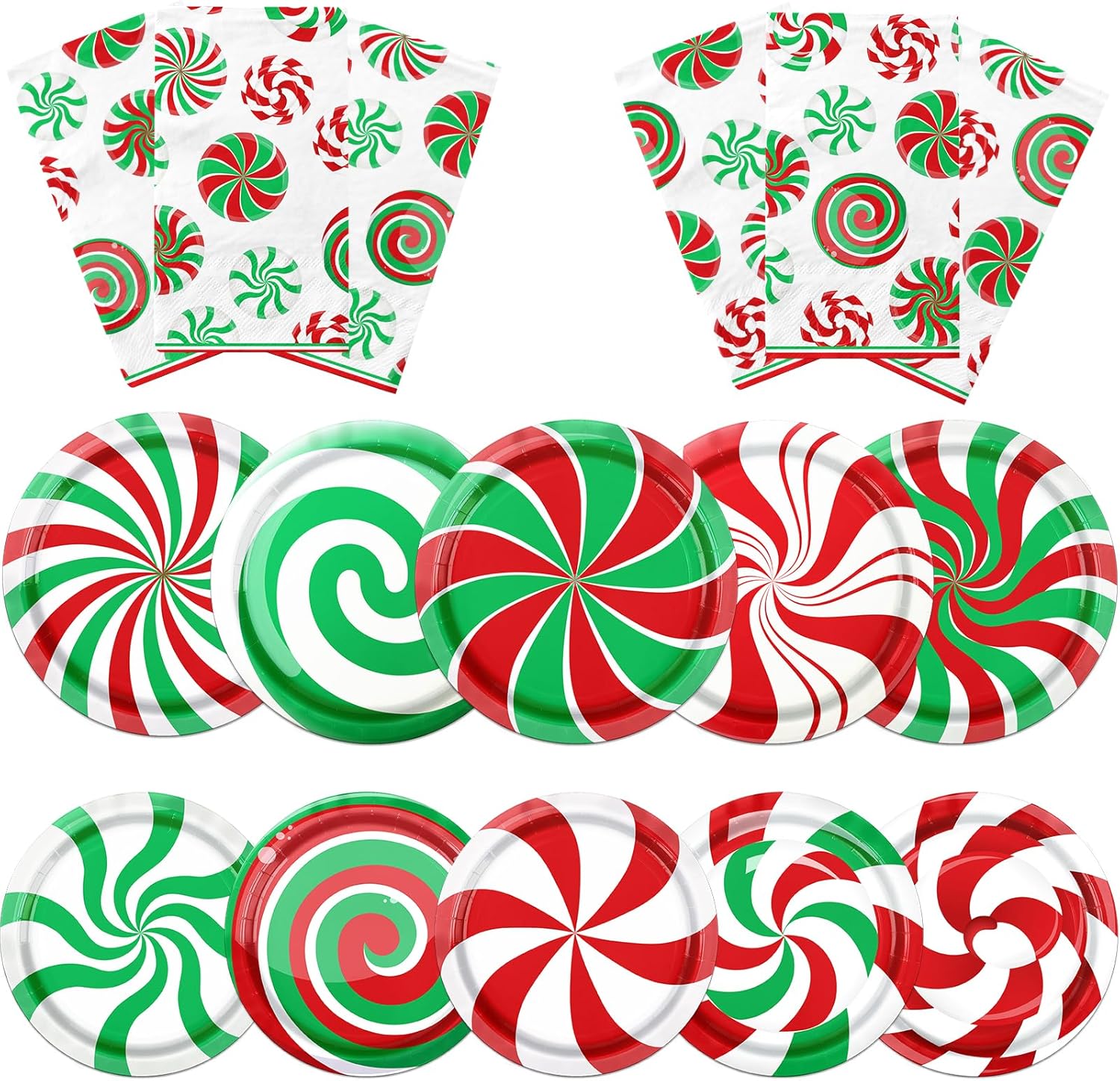 Christmas Candy Cane Plates and Napkins 60pcs Set
