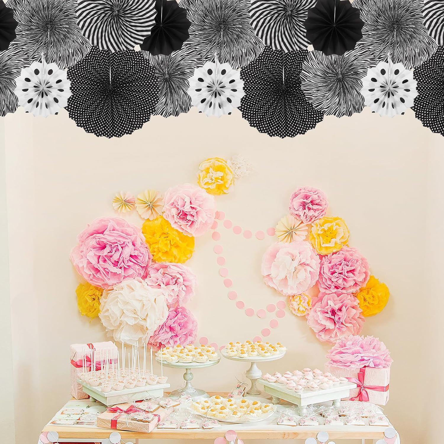 MECCANIXITY 12-Piece Hanging Paper Fan Decor Set