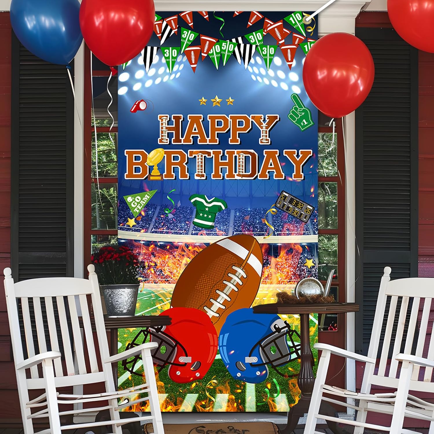 Avezano Football Birthday Banner Blue Decorations