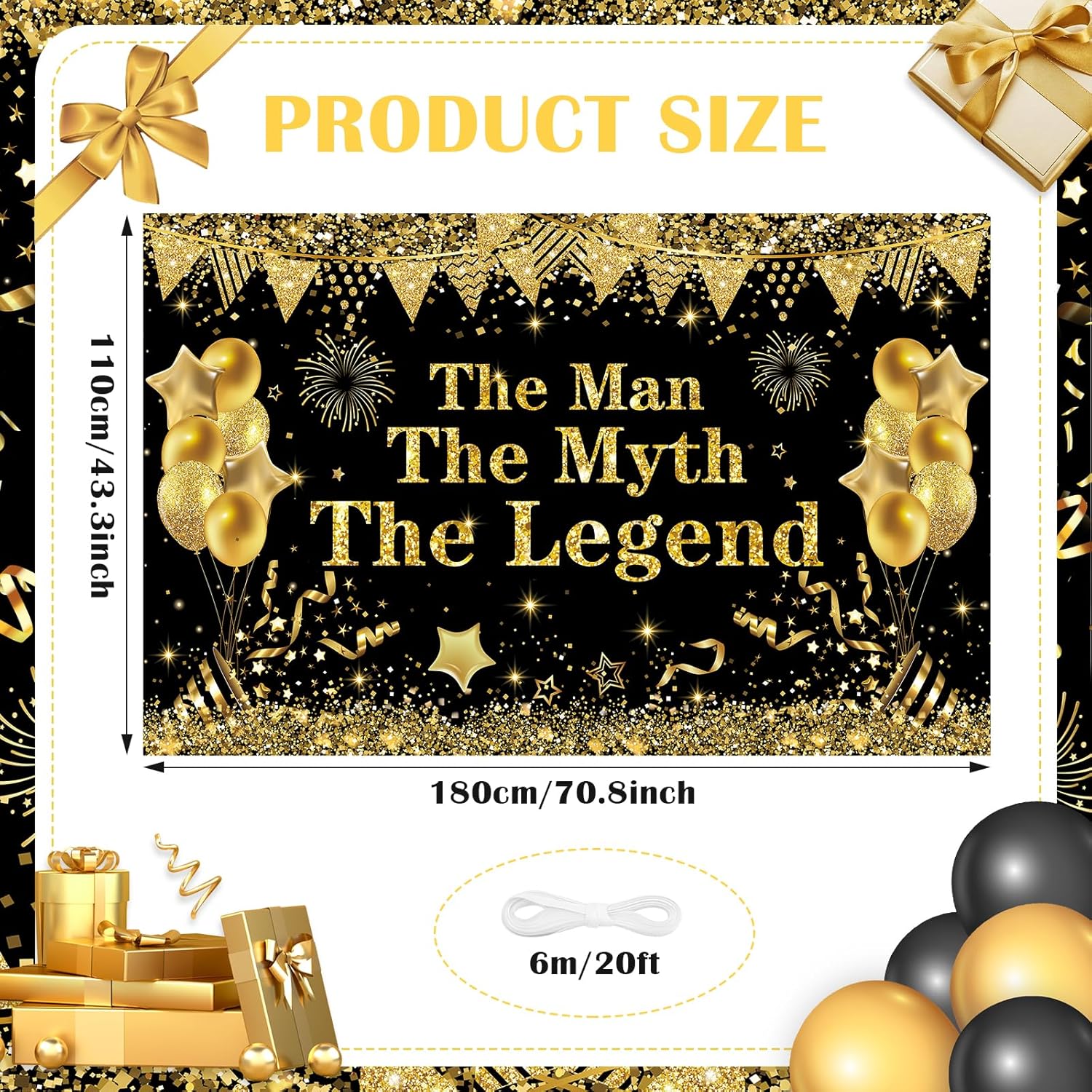 Man The Myth The Legend Birthday Backdrop Banner