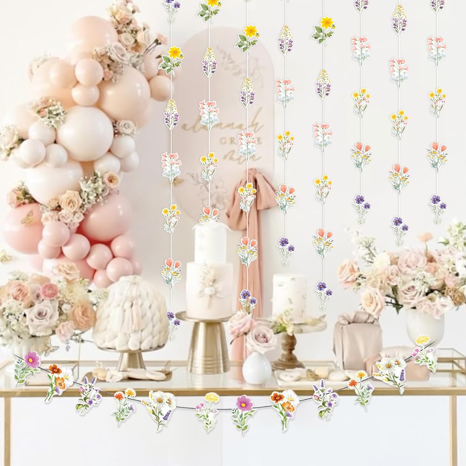 Wildflower Banner Decorations for Bridal Shower and Wedding Backdrop