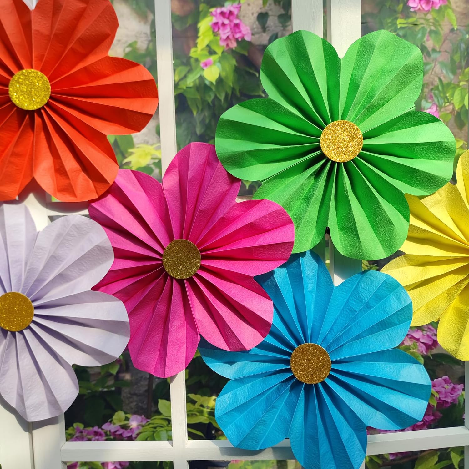 Mybbshower 12 Inch Paper Flower Fan Decorations Pack of 6