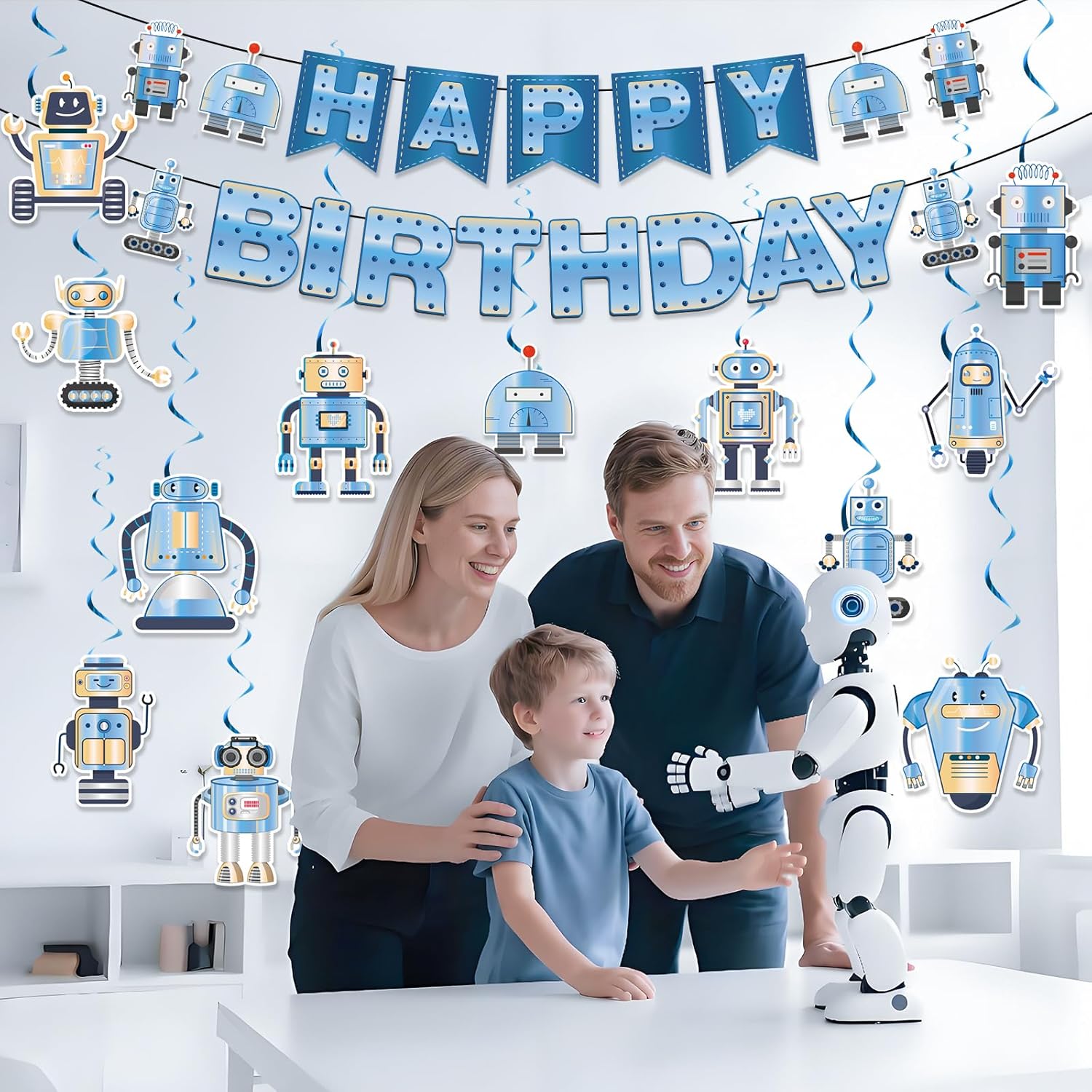 Robot Birthday Banner Decorations for Kids