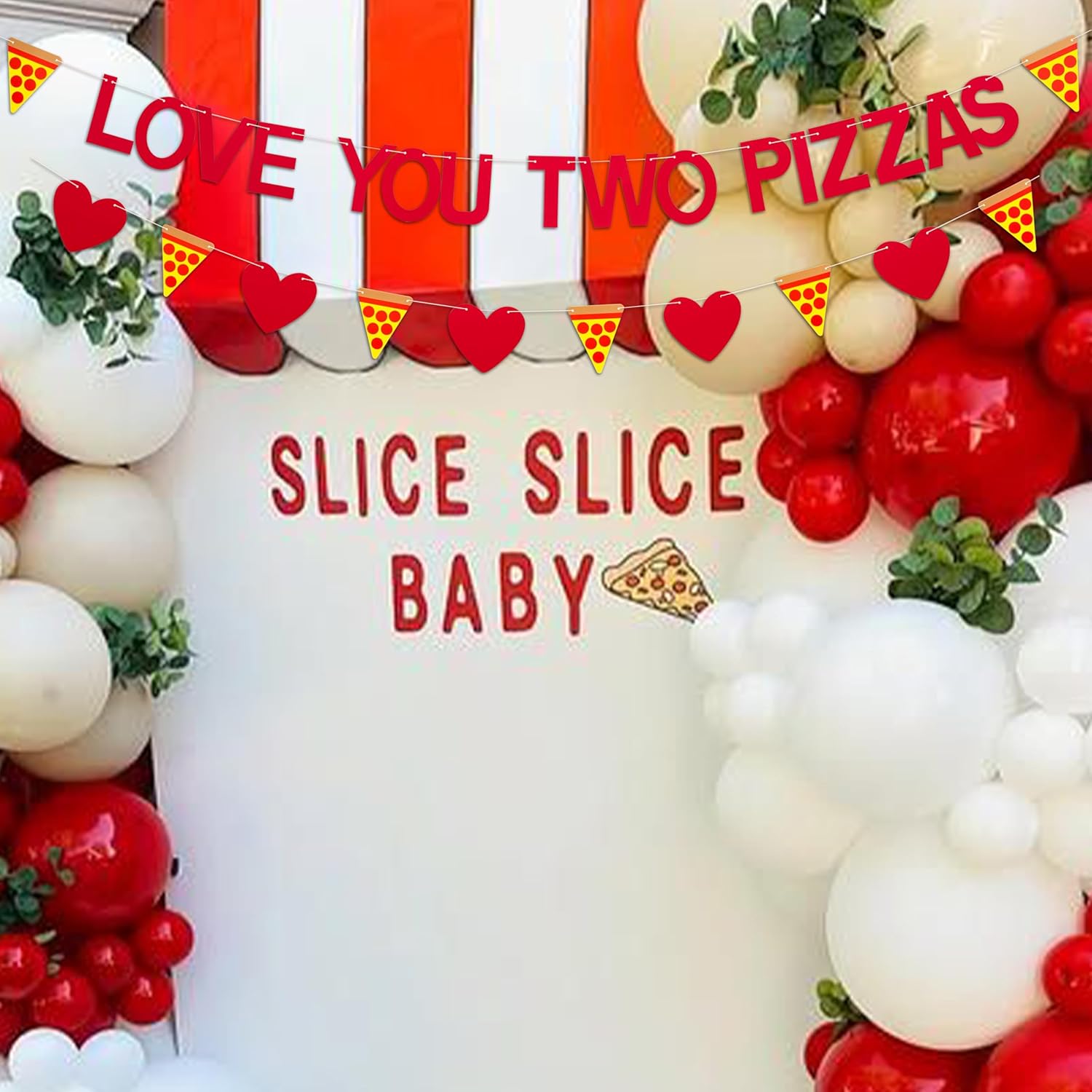Love You Two Pizzas Banner Valentines Day Decor