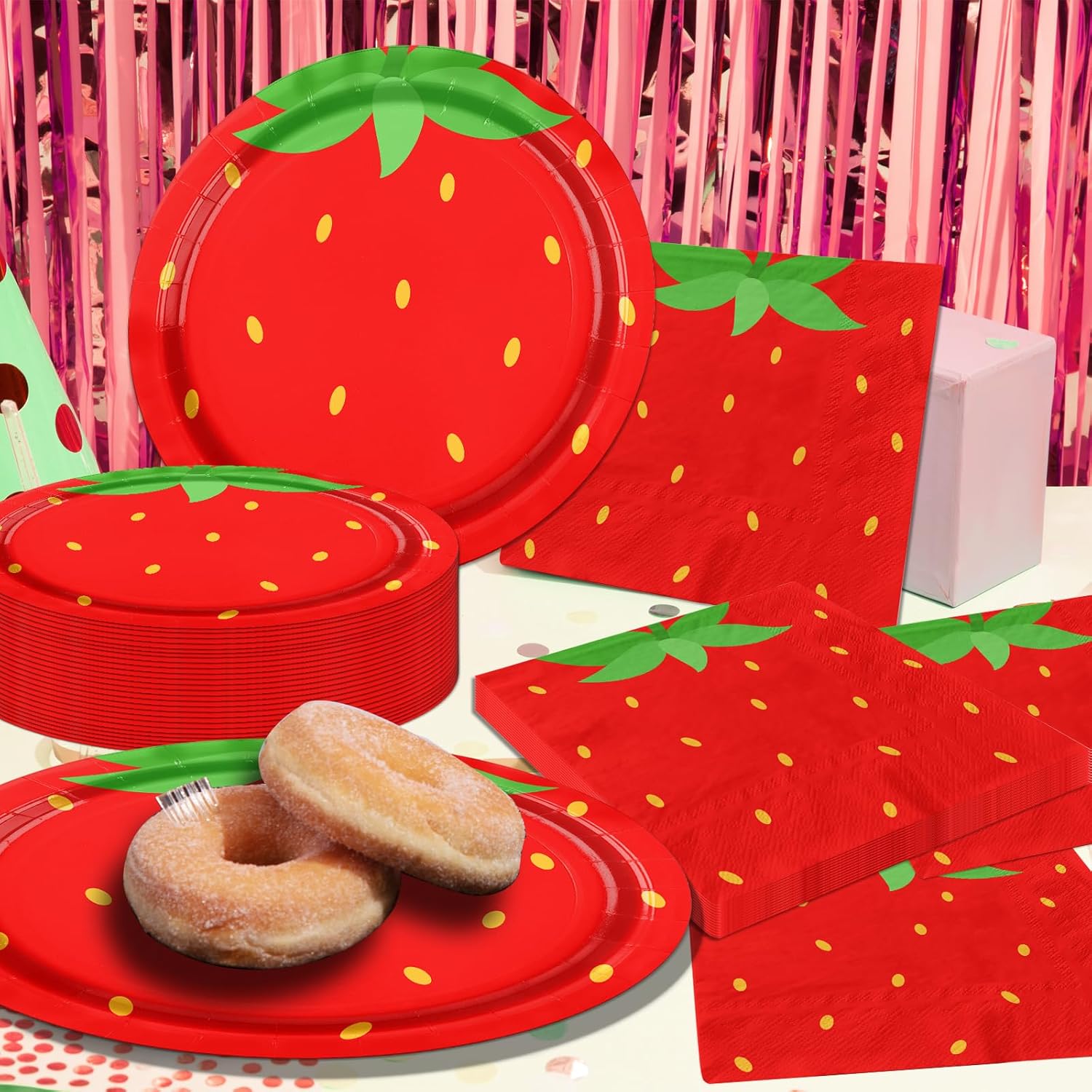 Strawberry Themed Tableware Set for Kids First Birthday