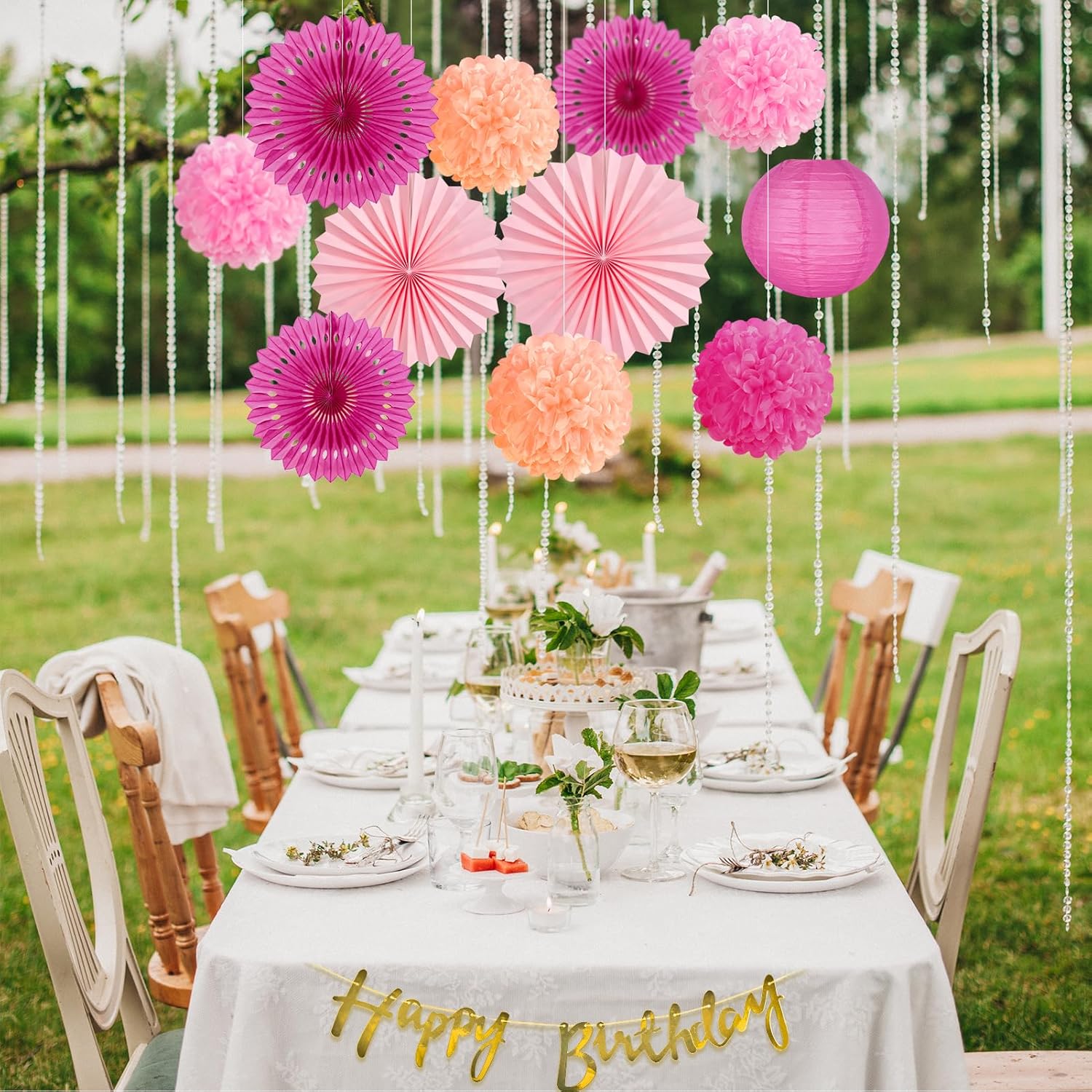 SUNBEAUTY Hot Pink Birthday Decorations Kit
