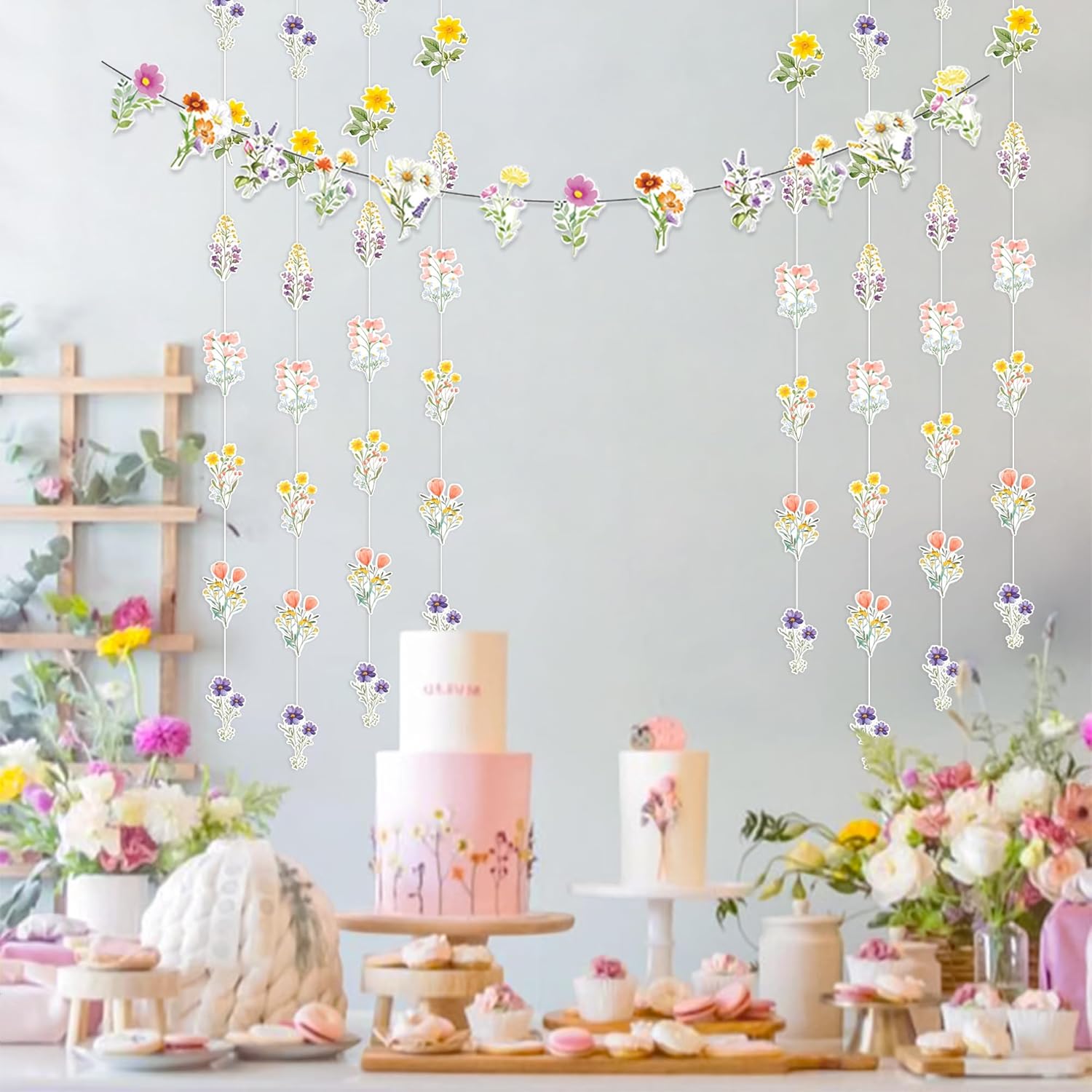 Wildflower Banner Decorations for Bridal Shower and Wedding Backdrop