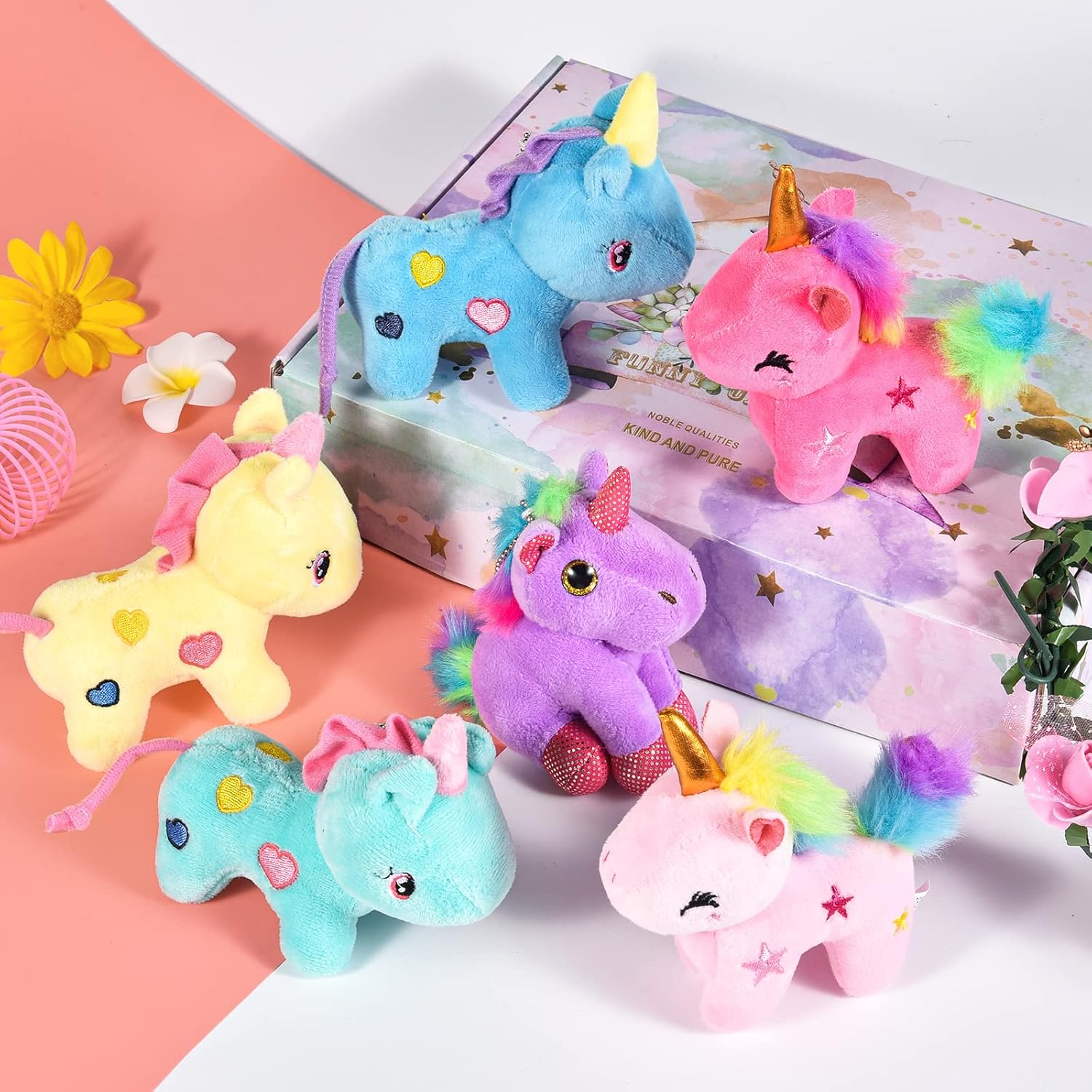 12Pcs Mini Plush Unicorn Party Favors Set
