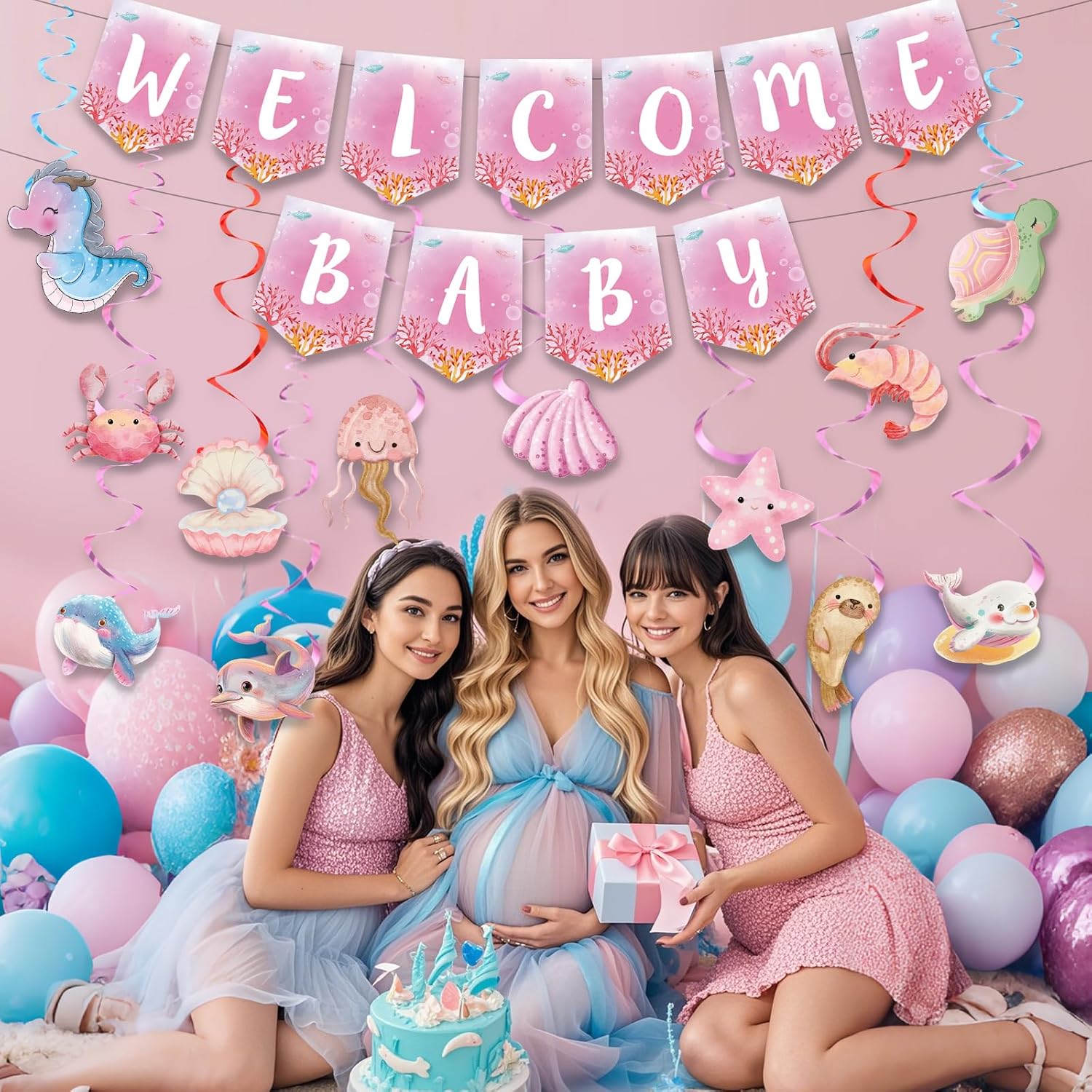 Under The Sea Welcome Baby Banner for Girls