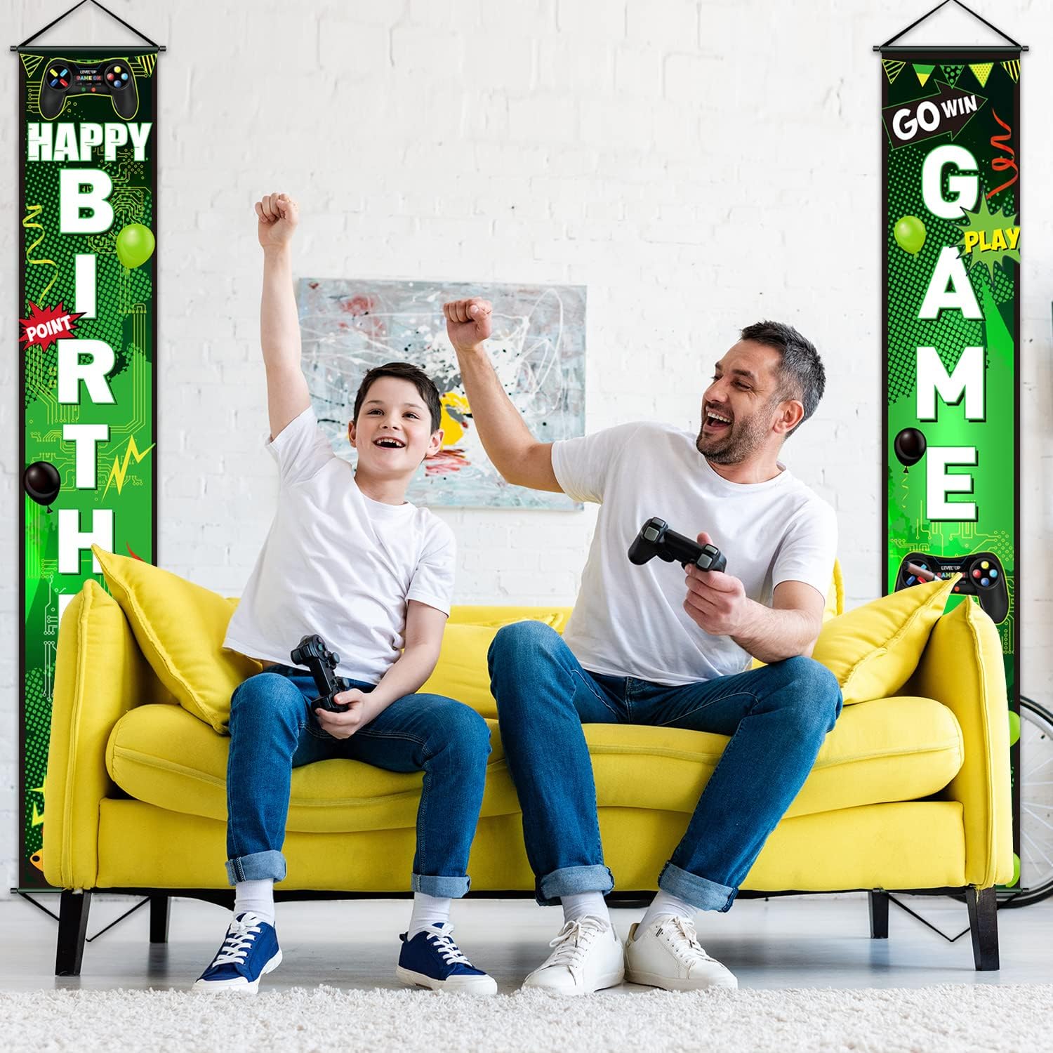 Blulu Game On Birthday Banner - Video Game Party Decor