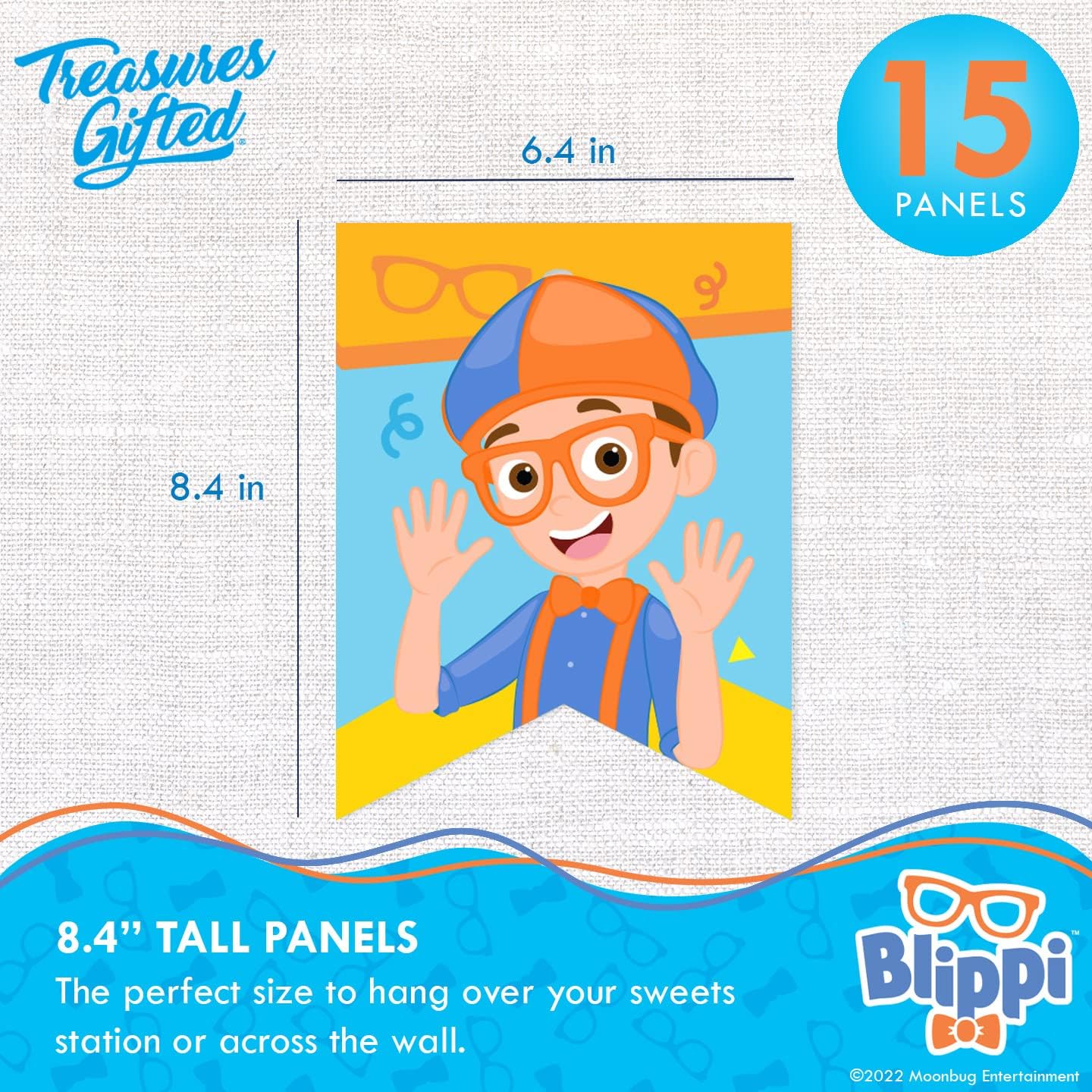 Treasures Gifted Blippi Birthday Banner - Pre Strung Decoration