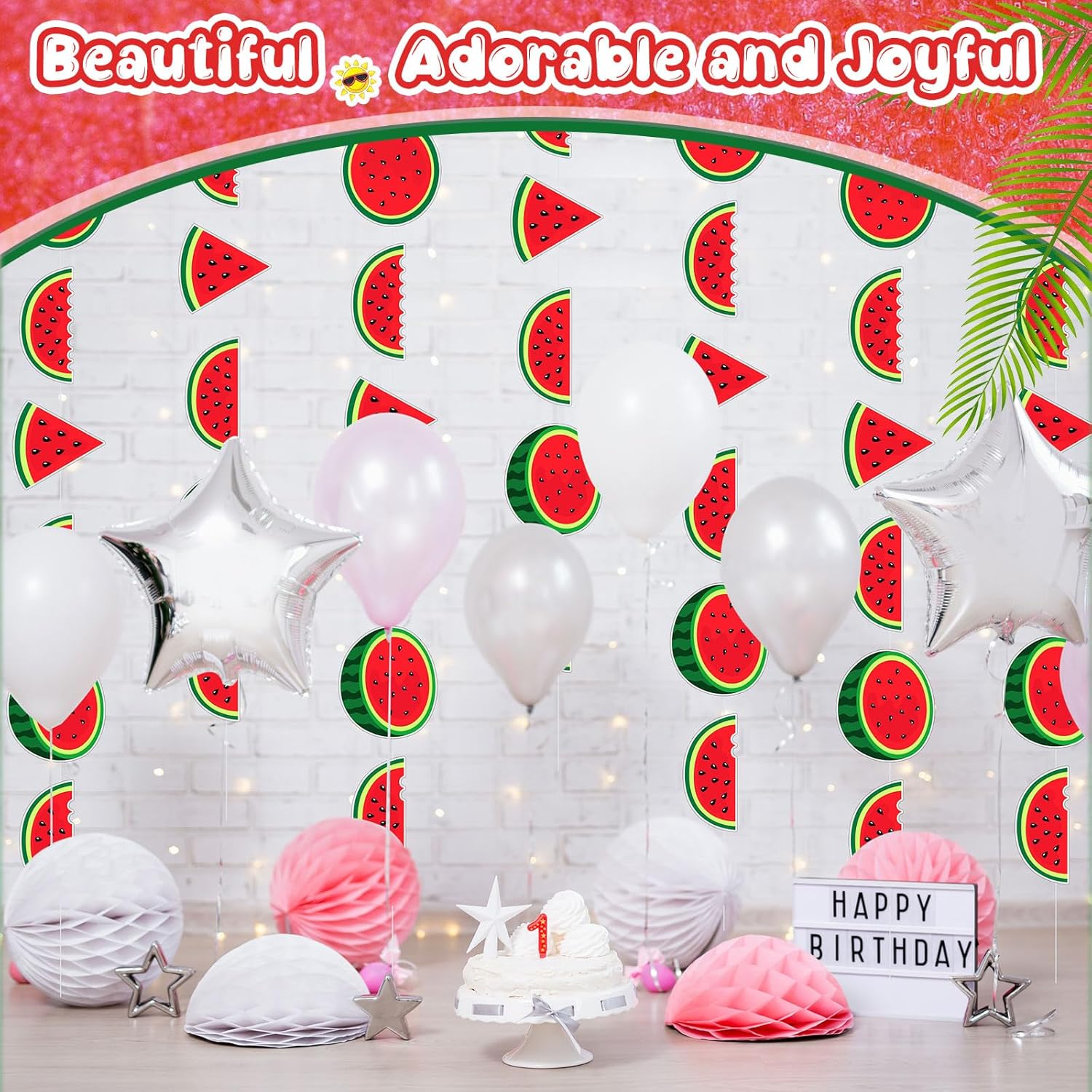 8 Pcs Watermelon Birthday Banner Decorations