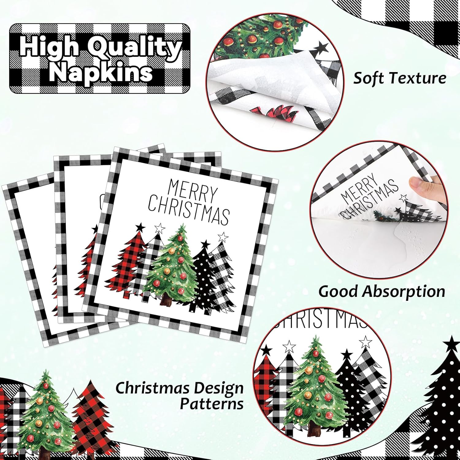 50Pcs Christmas Paper Oval Plates with Napkins