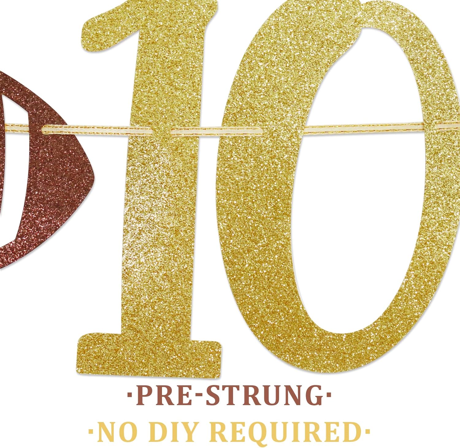 10th Year Down Glitter Football Banner