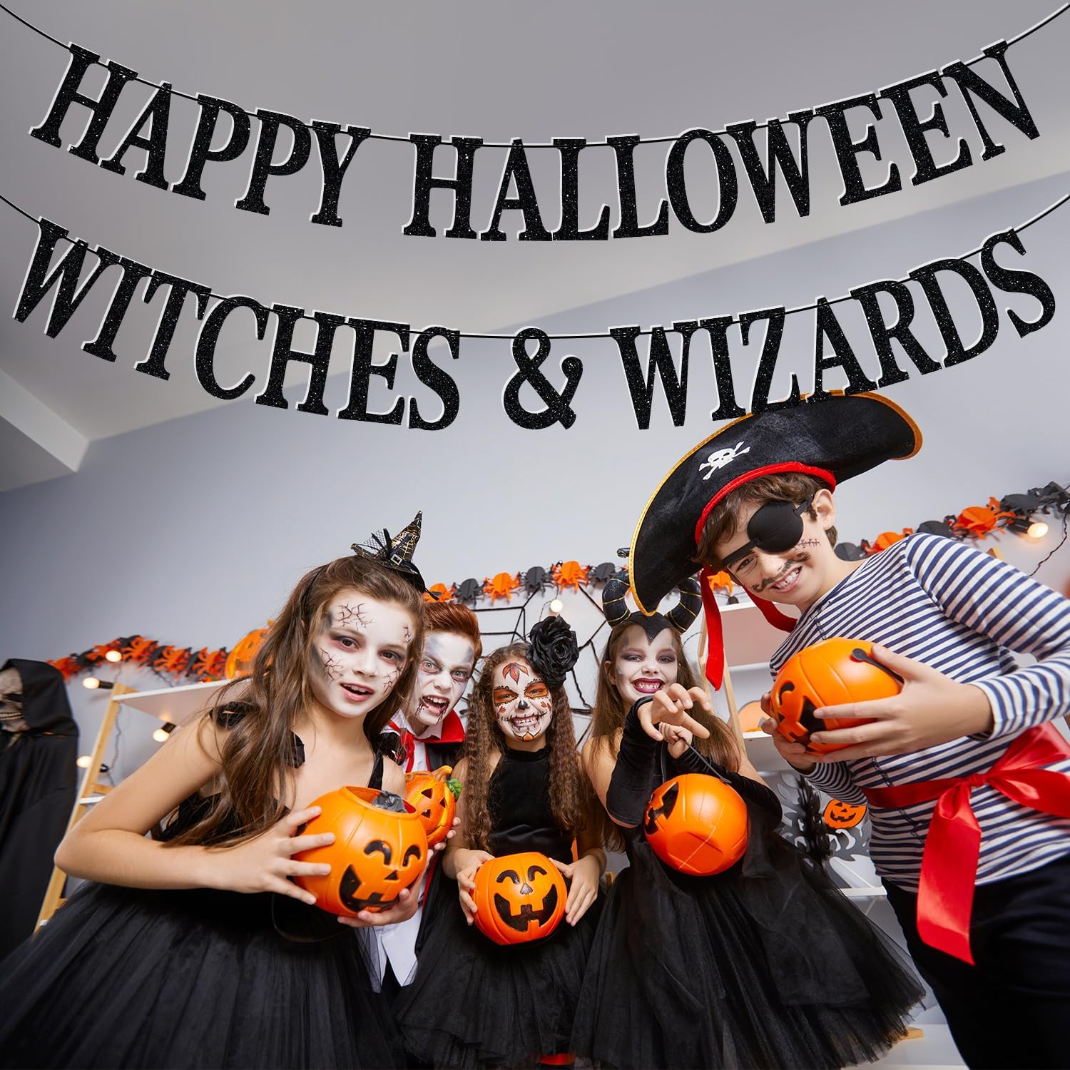 Happy Halloween Banner Witches Wizards Decor