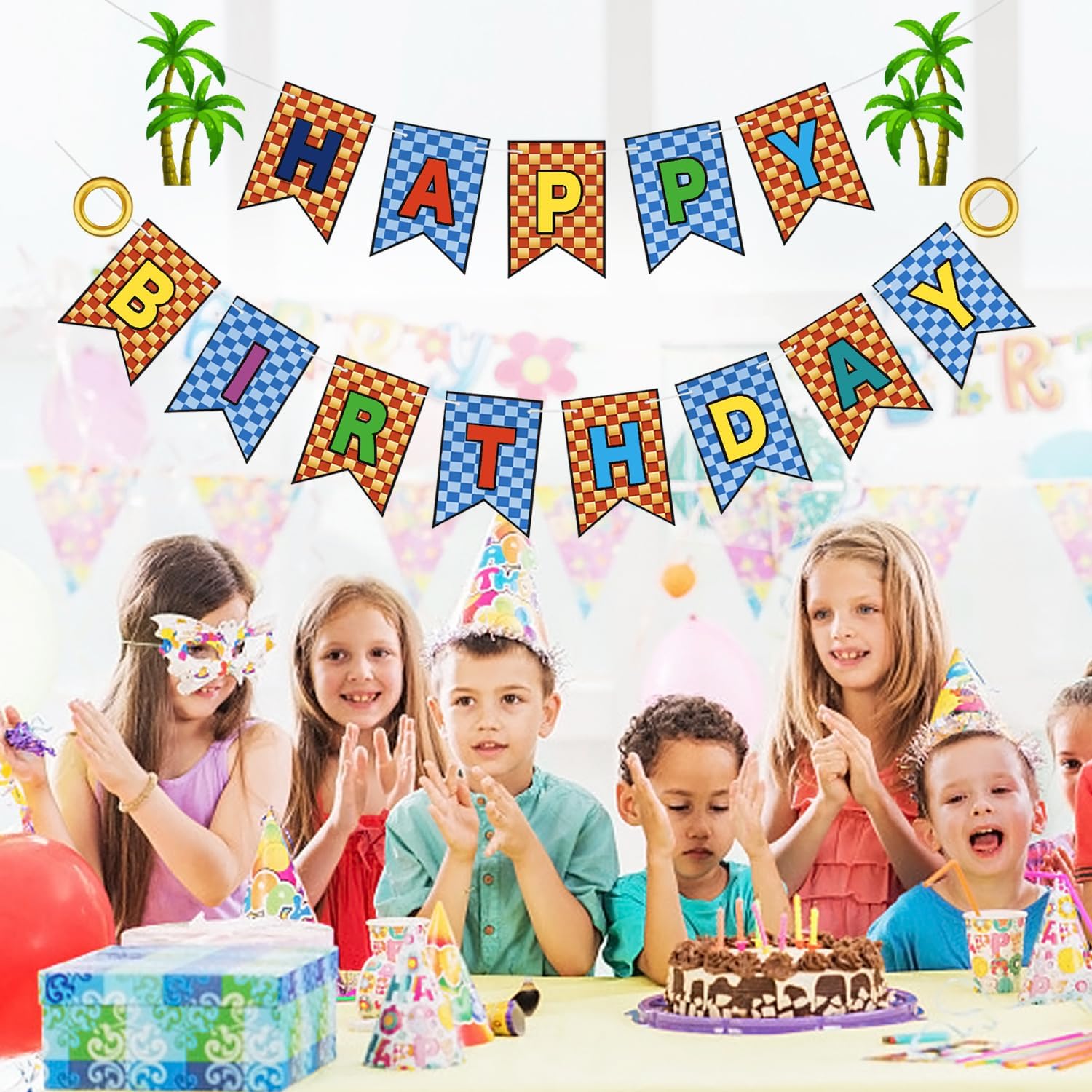 Happy Birthday Banner Decorations with Hedgehog Theme