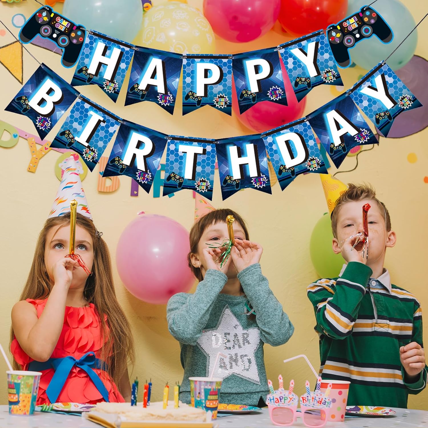 MEETINGU Game Birthday Banner for Video Game Party Decorations