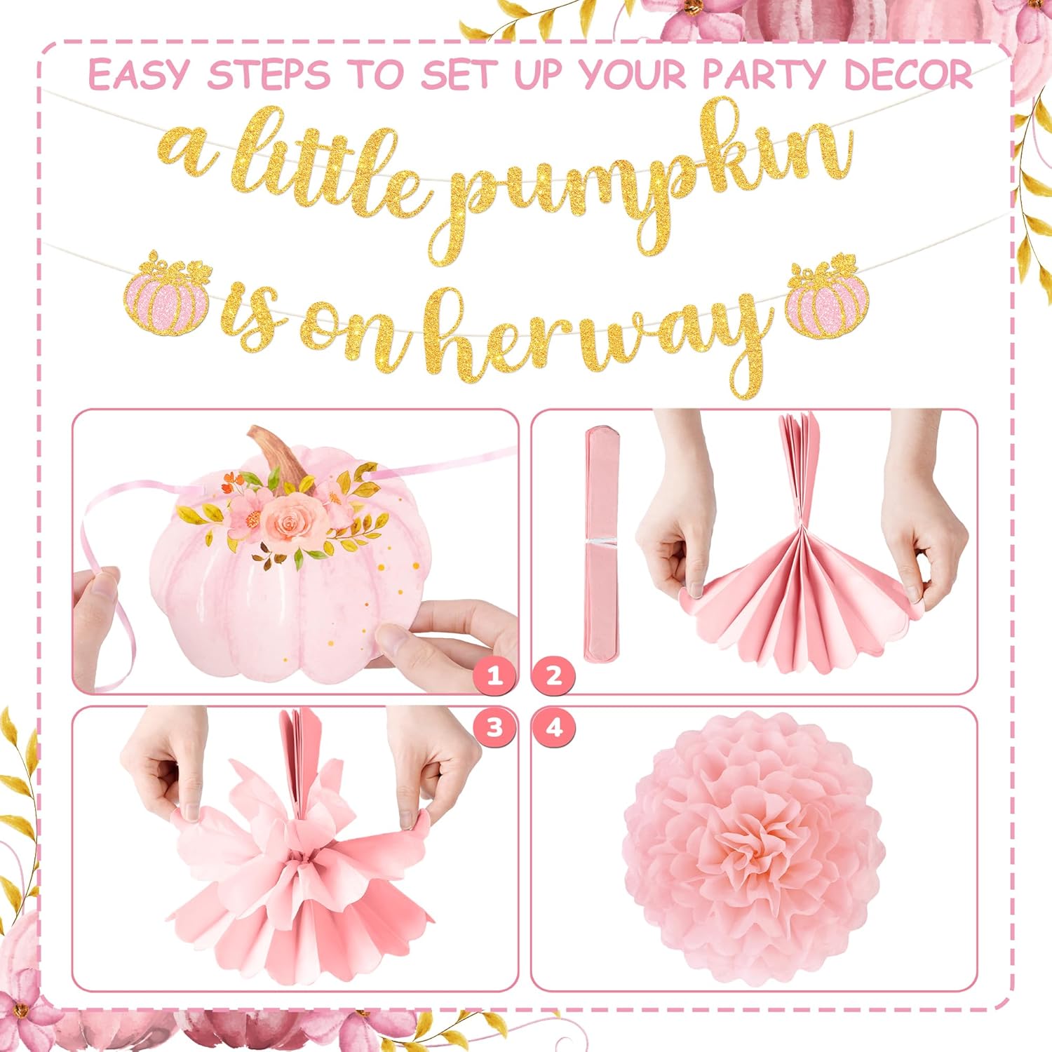 Little Pumpkin Baby Shower Decorations 15 Pcs