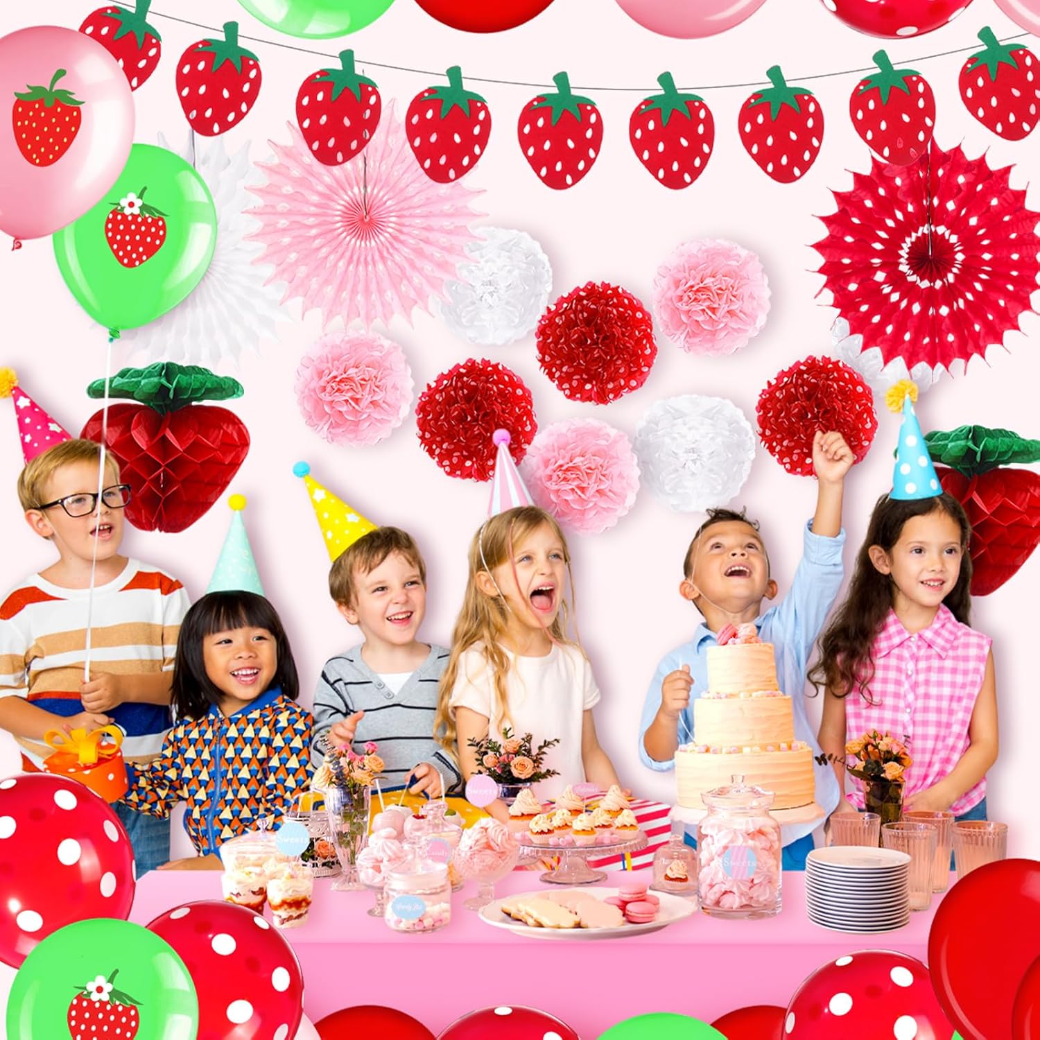 Outus Strawberry Party Decorations Hanging Set