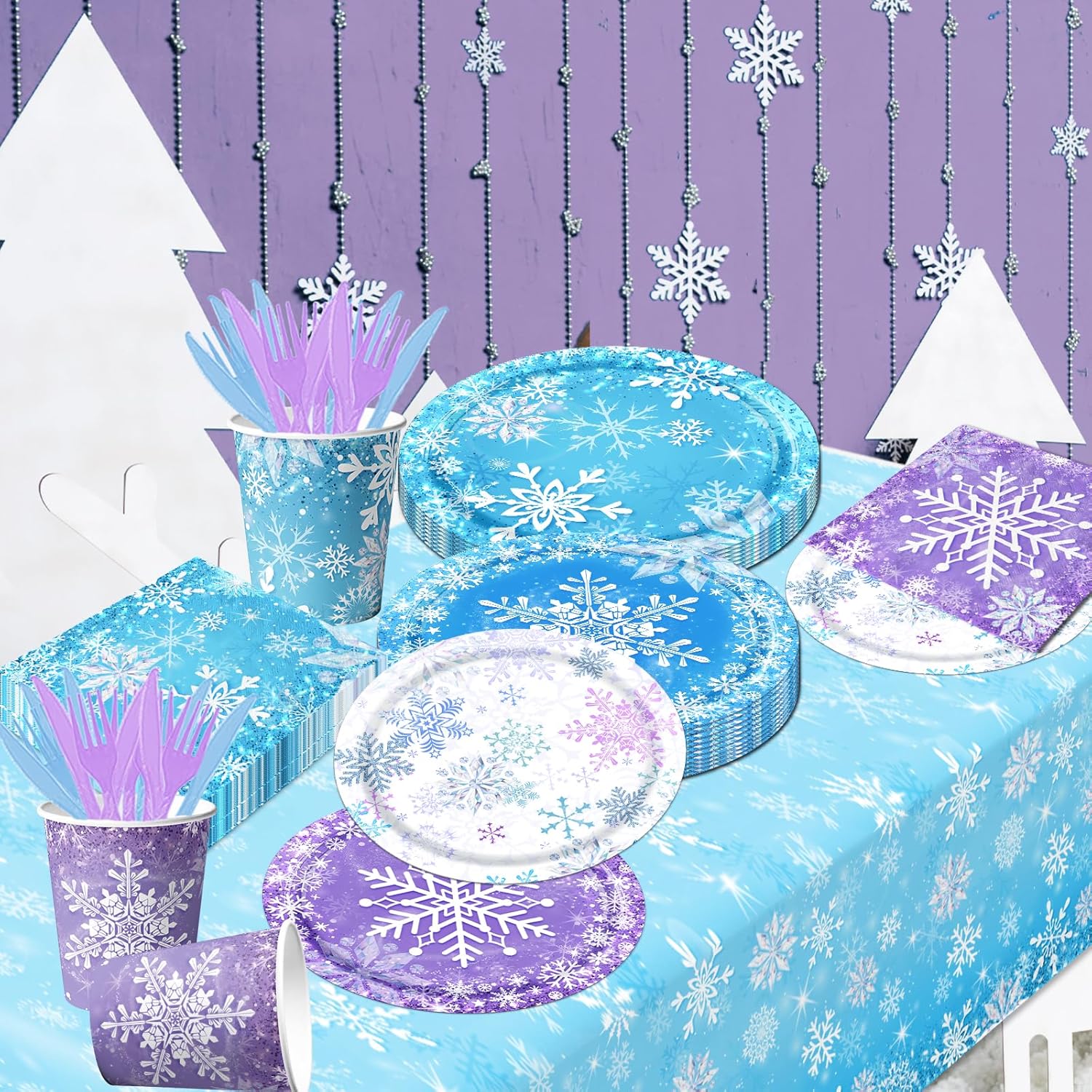 143pcs Snowflake Themed Party Set for Winter Birthday