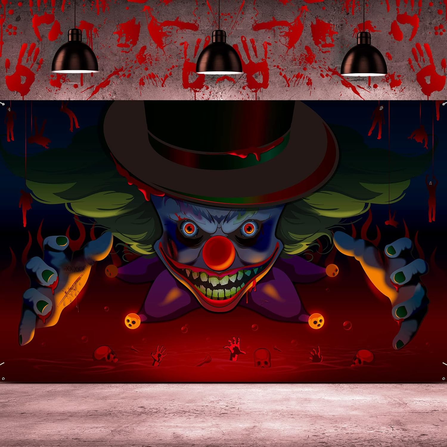 Halloween Party Background with Creepy Clown Design