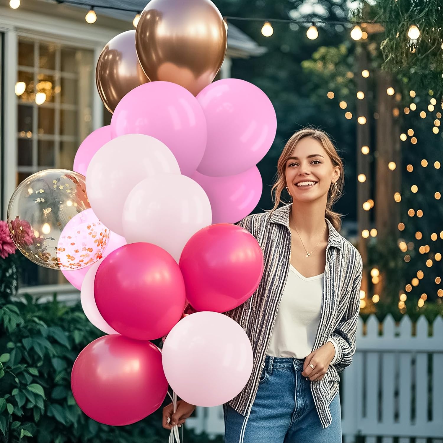 Pink and Rose Gold Balloon Set 12 Inches 70 Pcs Party Balloons