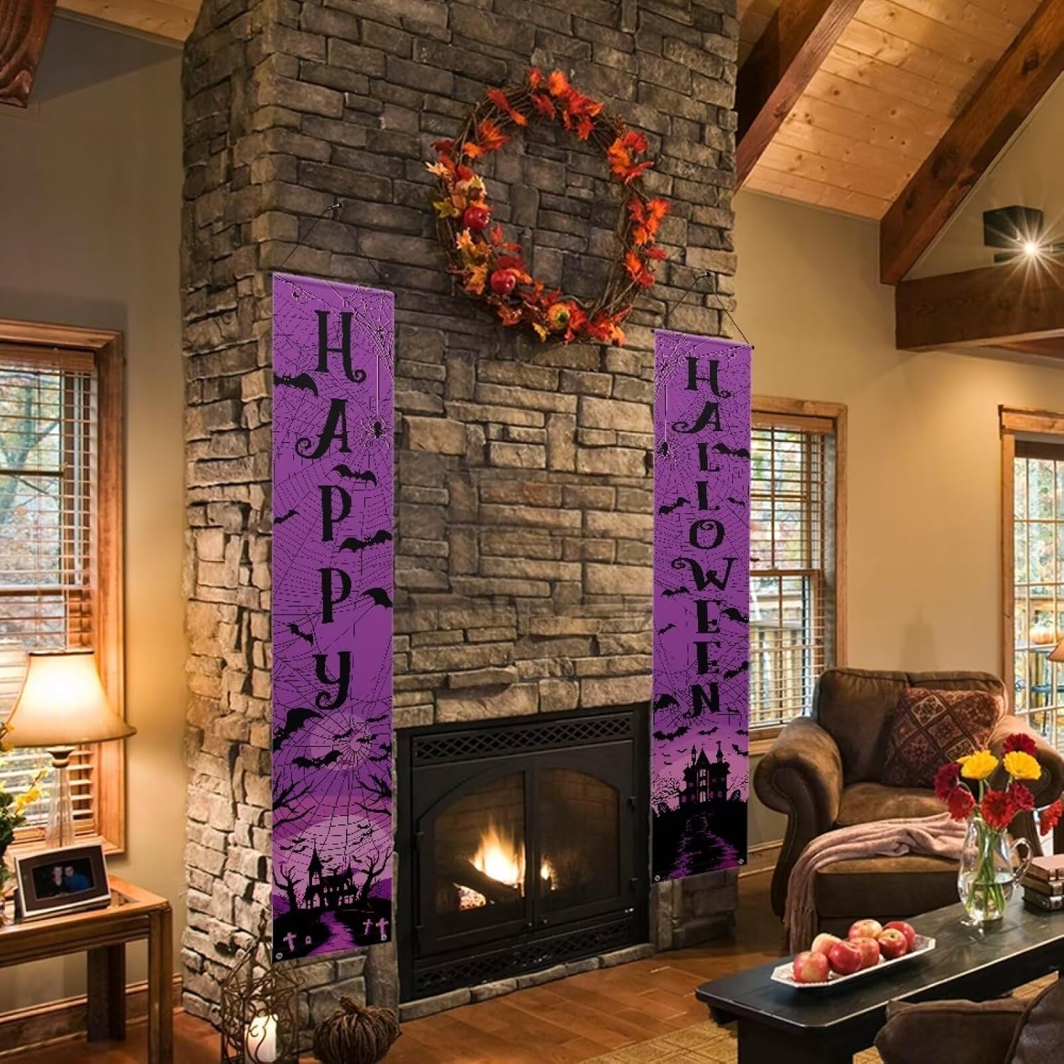 Halloween Spider Banner Front Door Outdoor Hanging Decor