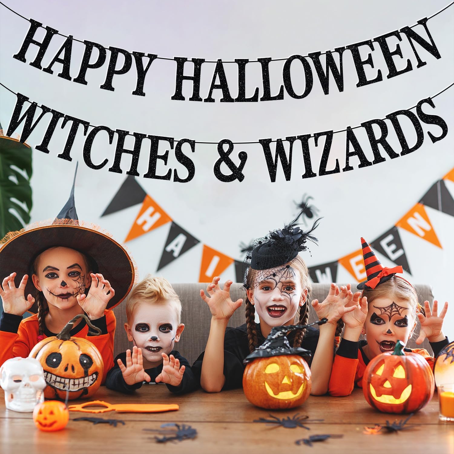 Happy Halloween Banner Witches Wizards Decor