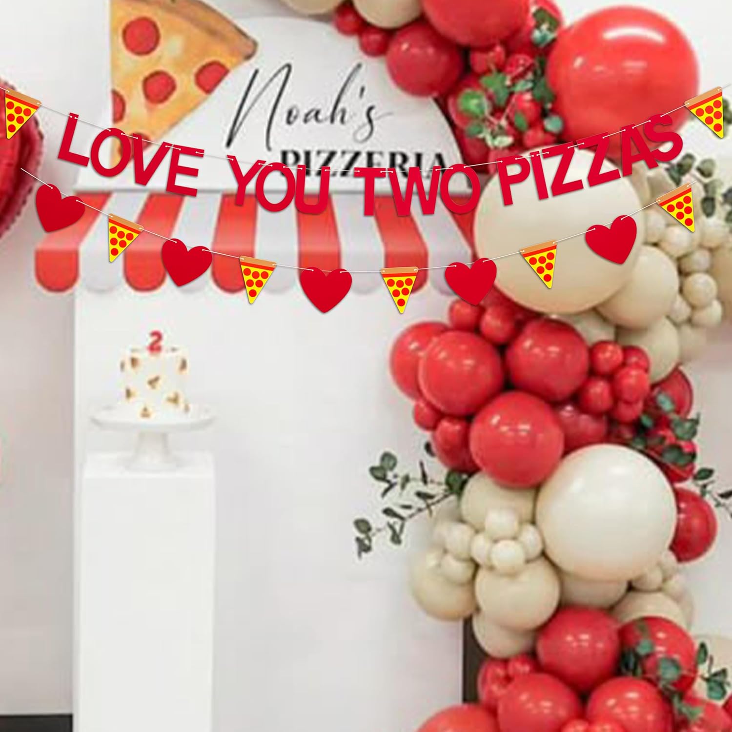 Love You Two Pizzas Banner Valentines Day Decor