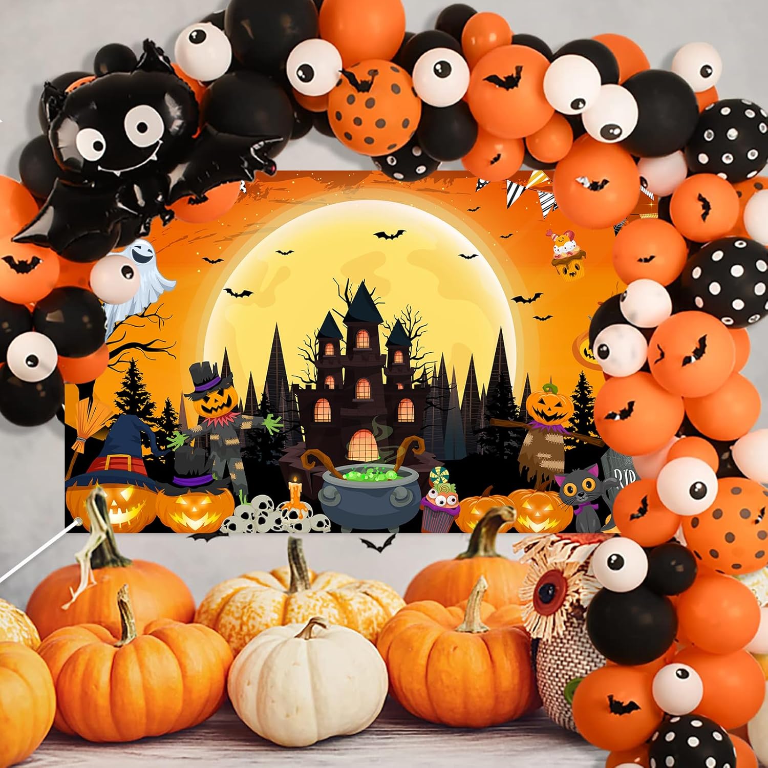 Avezano Happy Halloween Banner 6x36 ft Orange